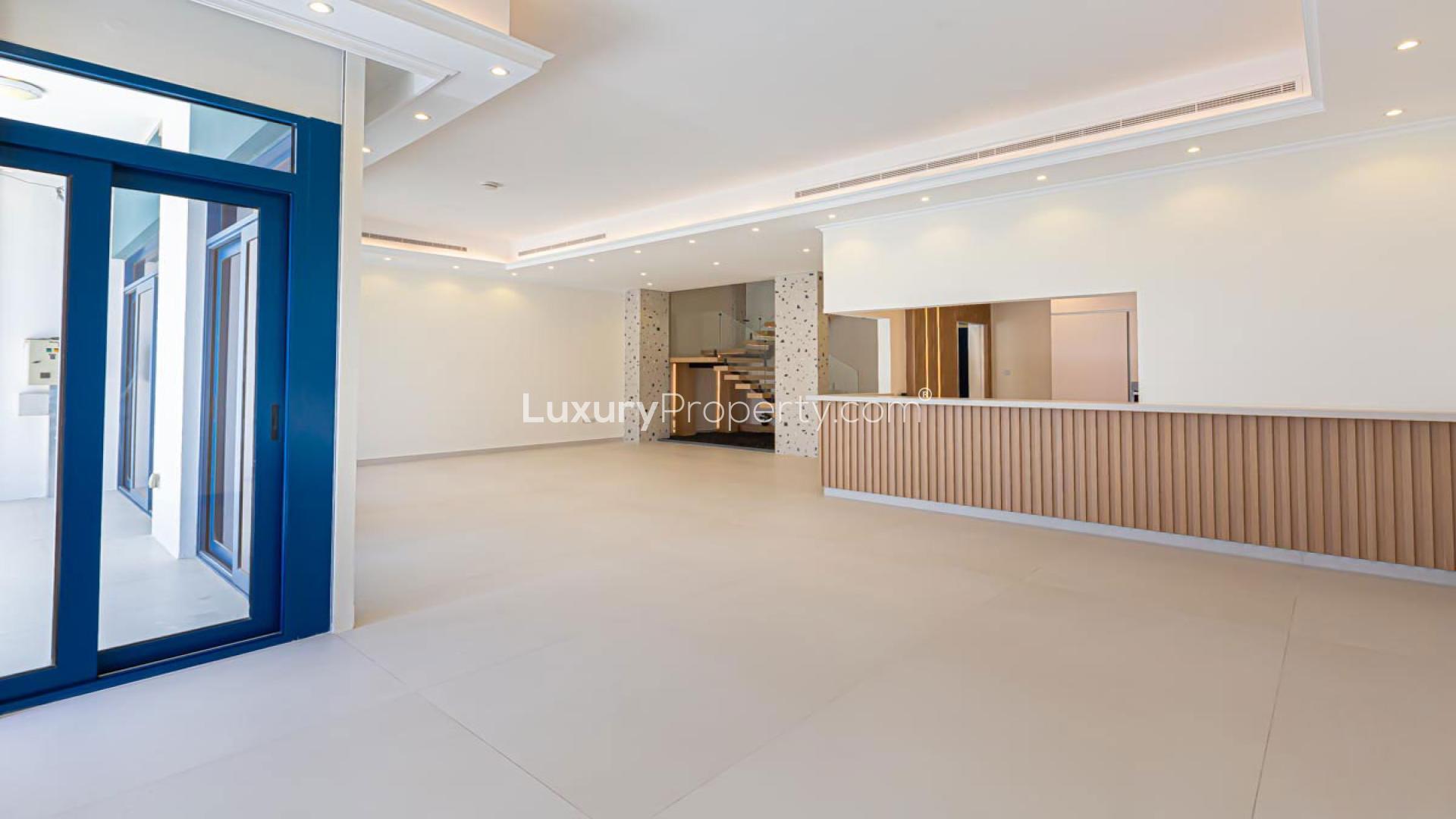 Upgraded beachfront villa pool with ocean view in Palma Residences, Palm Jumeirah