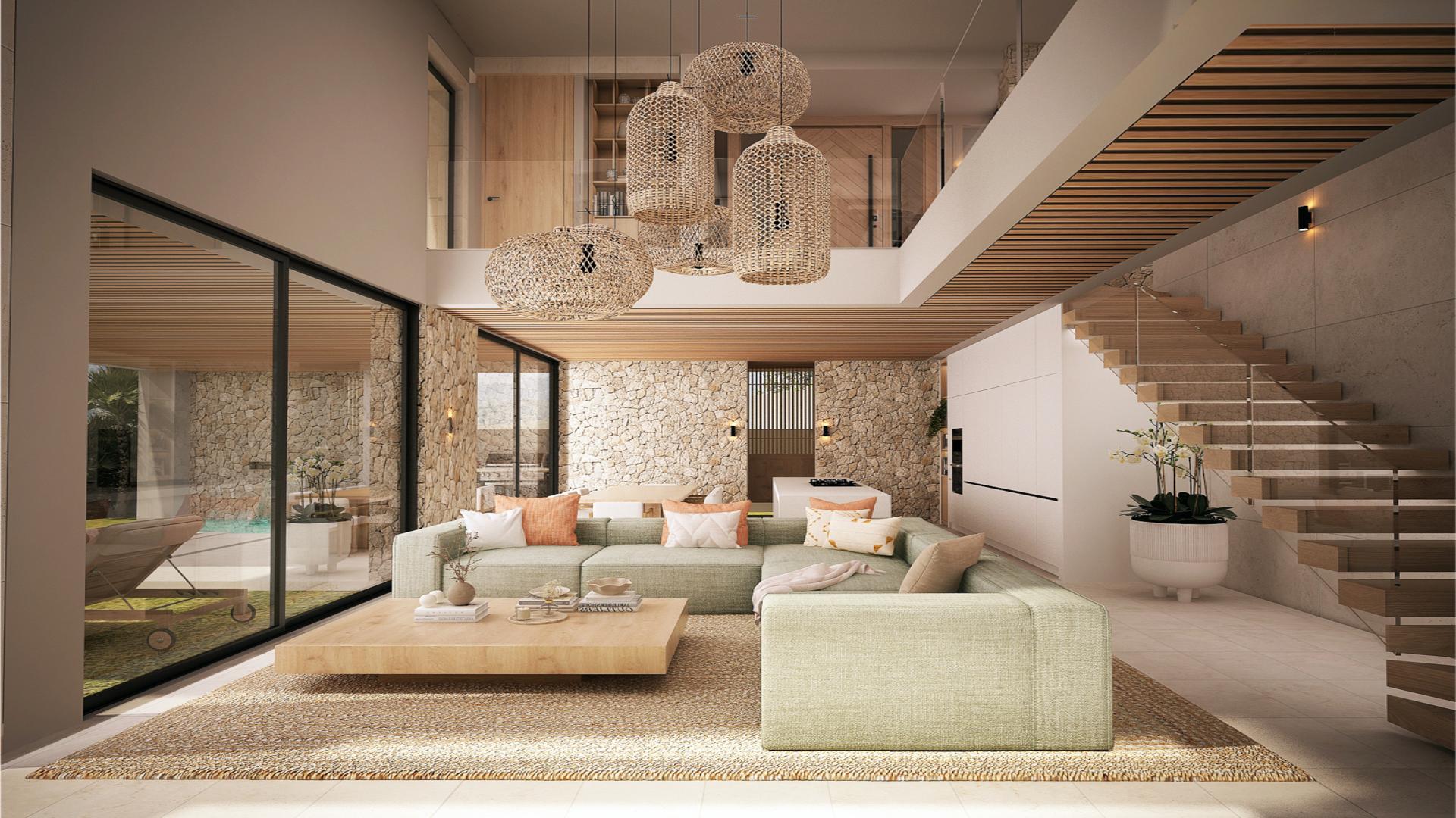 Luxurious villa with pool and sea views in Koh Phangan's Green Valley at sunset