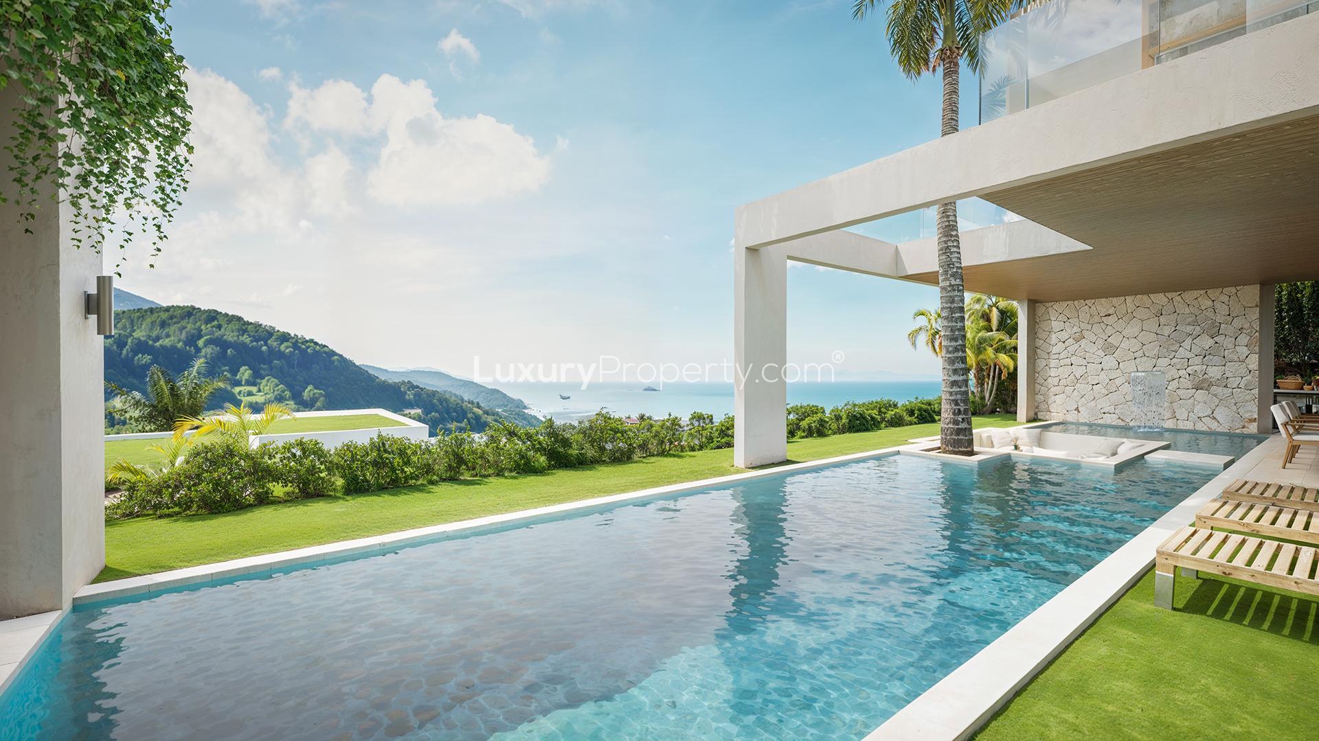 Luxury villa with pool and sea views in Koh Phangan's Green Valley, for sale