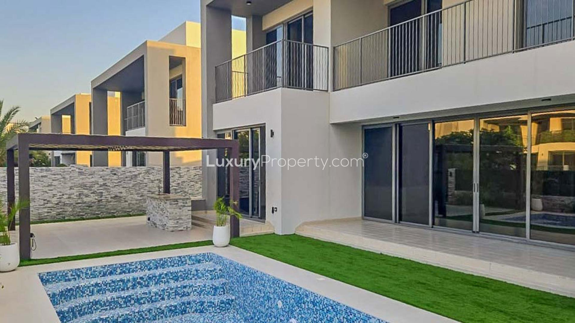 Luxury E5 Villa outdoor area with private pool in Sidra Villas II, Dubai Hills Estate