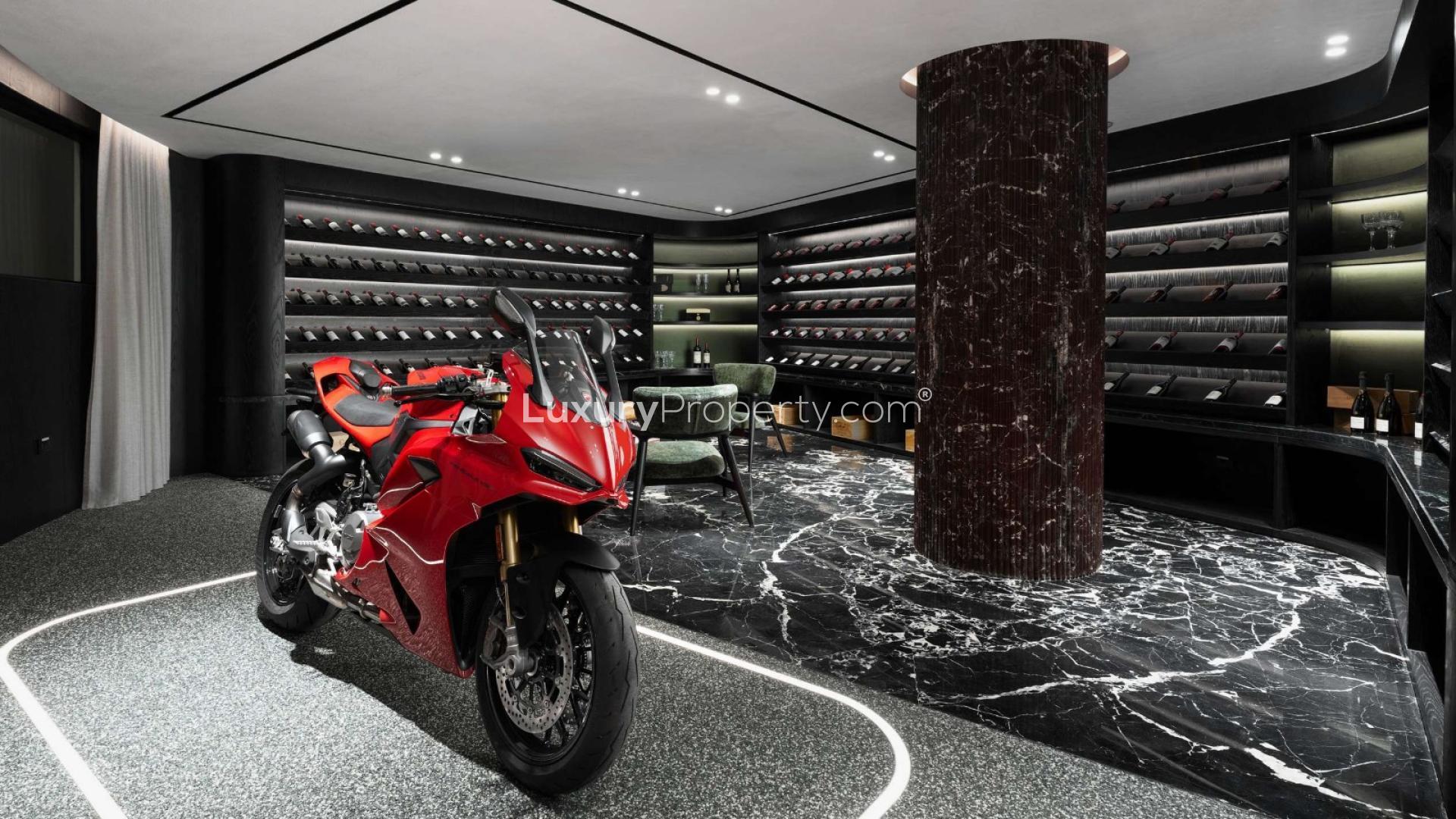 Luxurious modern living room in Jumeirah Islands villa, featuring spacious open layout and views