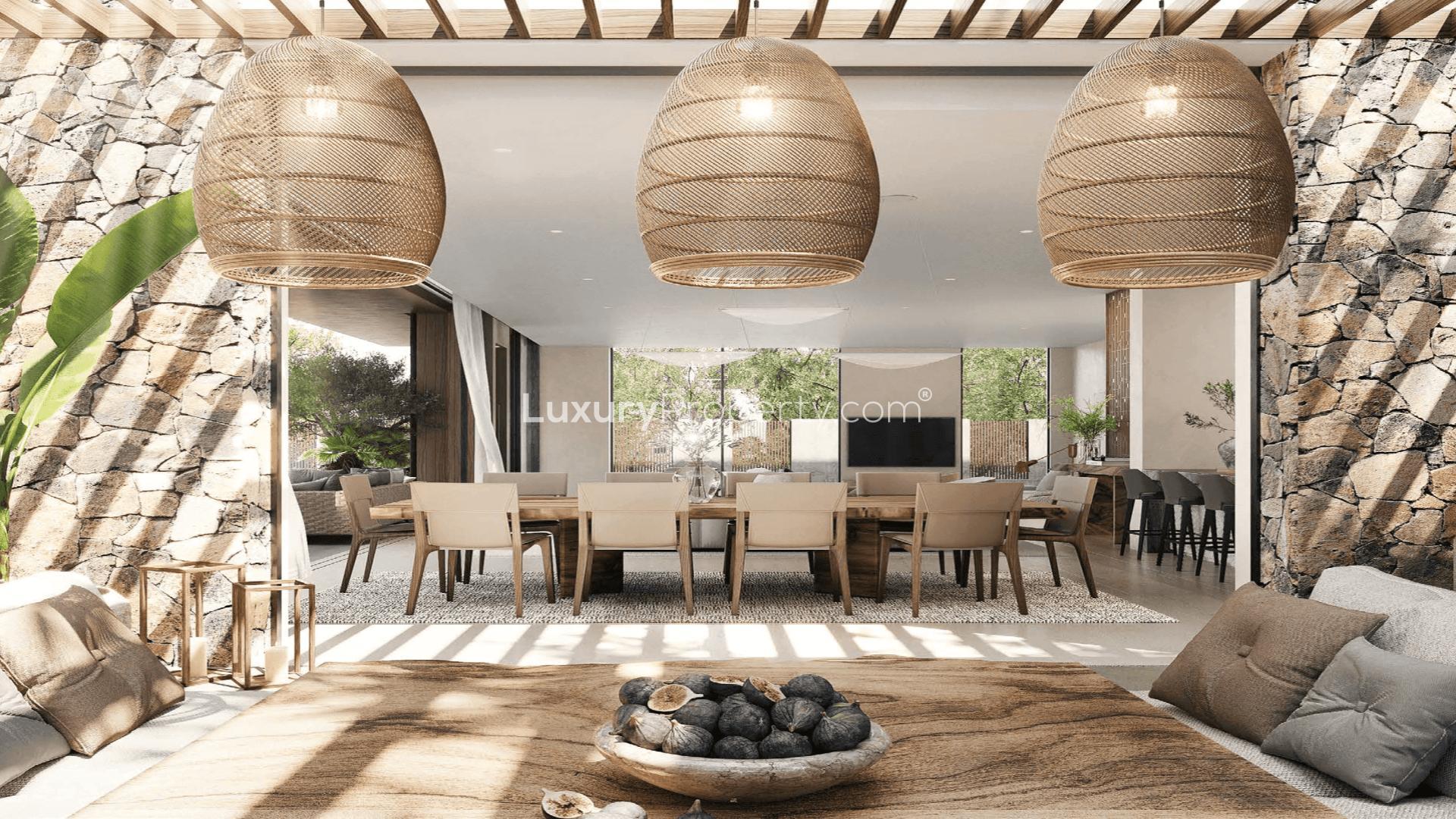 Luxury open-plan living room in 5-bed villa, Tilal Al Ghaf, Alaya community