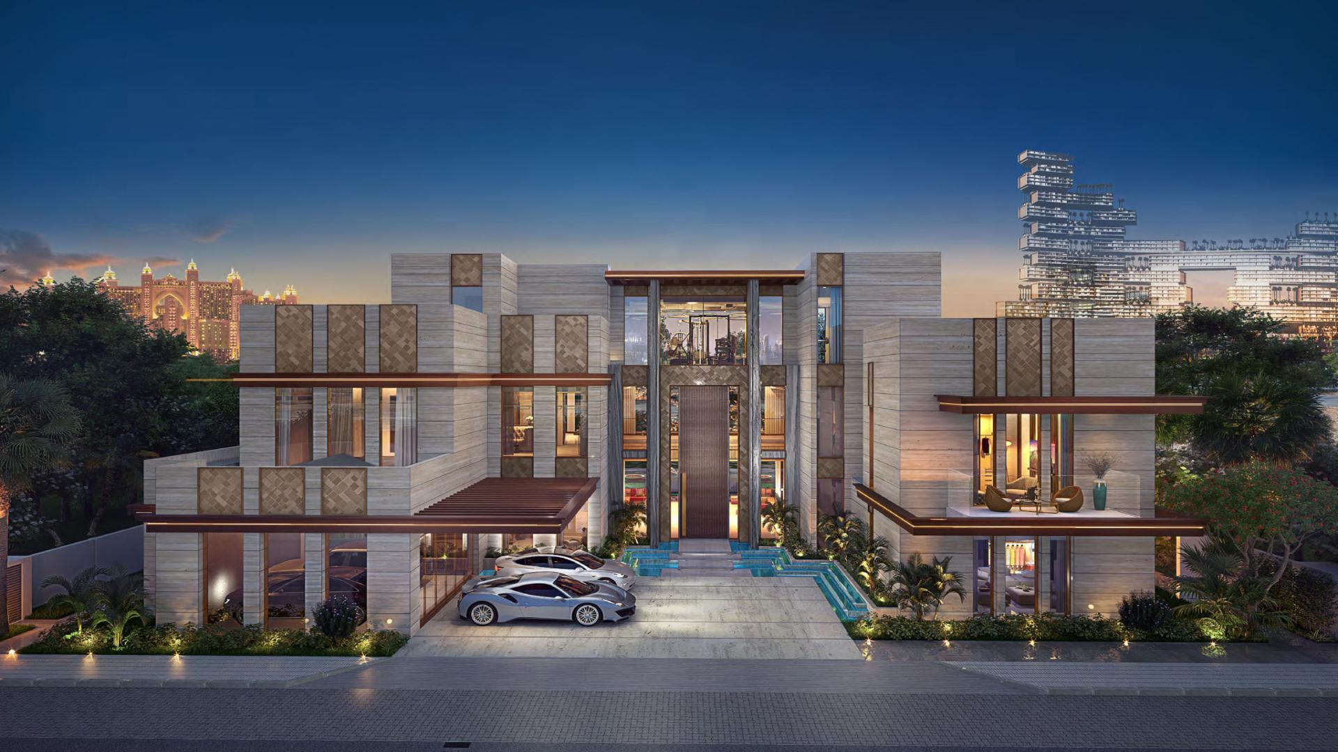 Luxurious living room in Palm Jumeirah villa with stunning sea views and modern decor