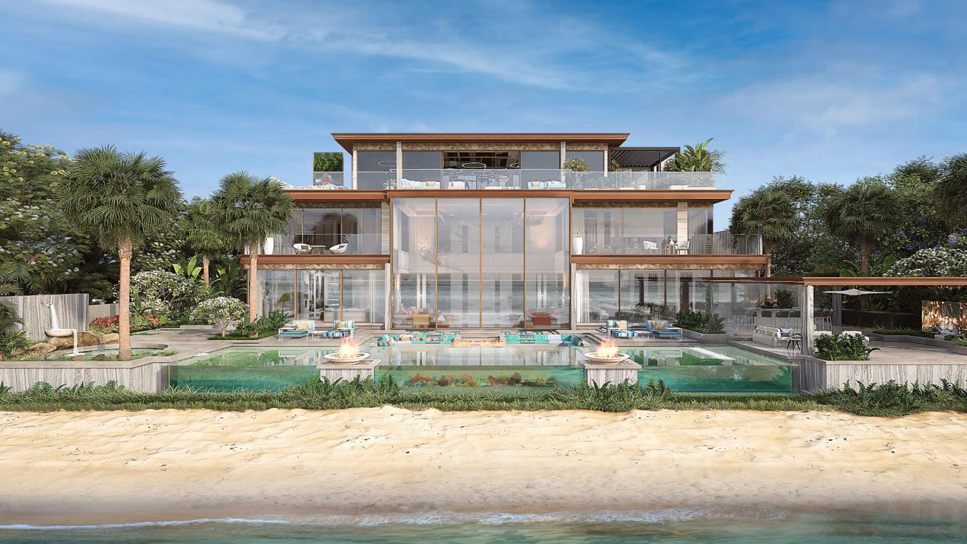 Luxurious villa living room with ocean view in Palm Jumeirah, Dubai