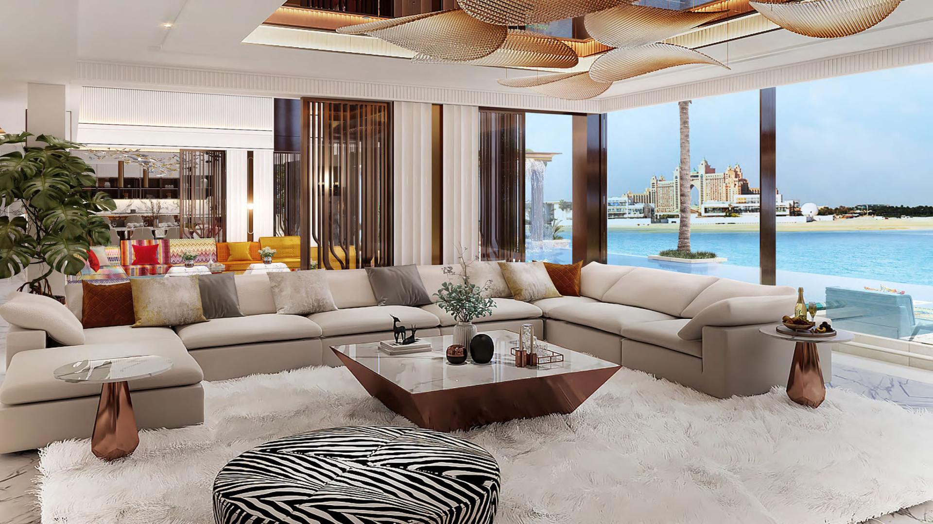 Luxurious 5-bedroom villa exterior with modern design in Palm Jumeirah, Dubai, for sale