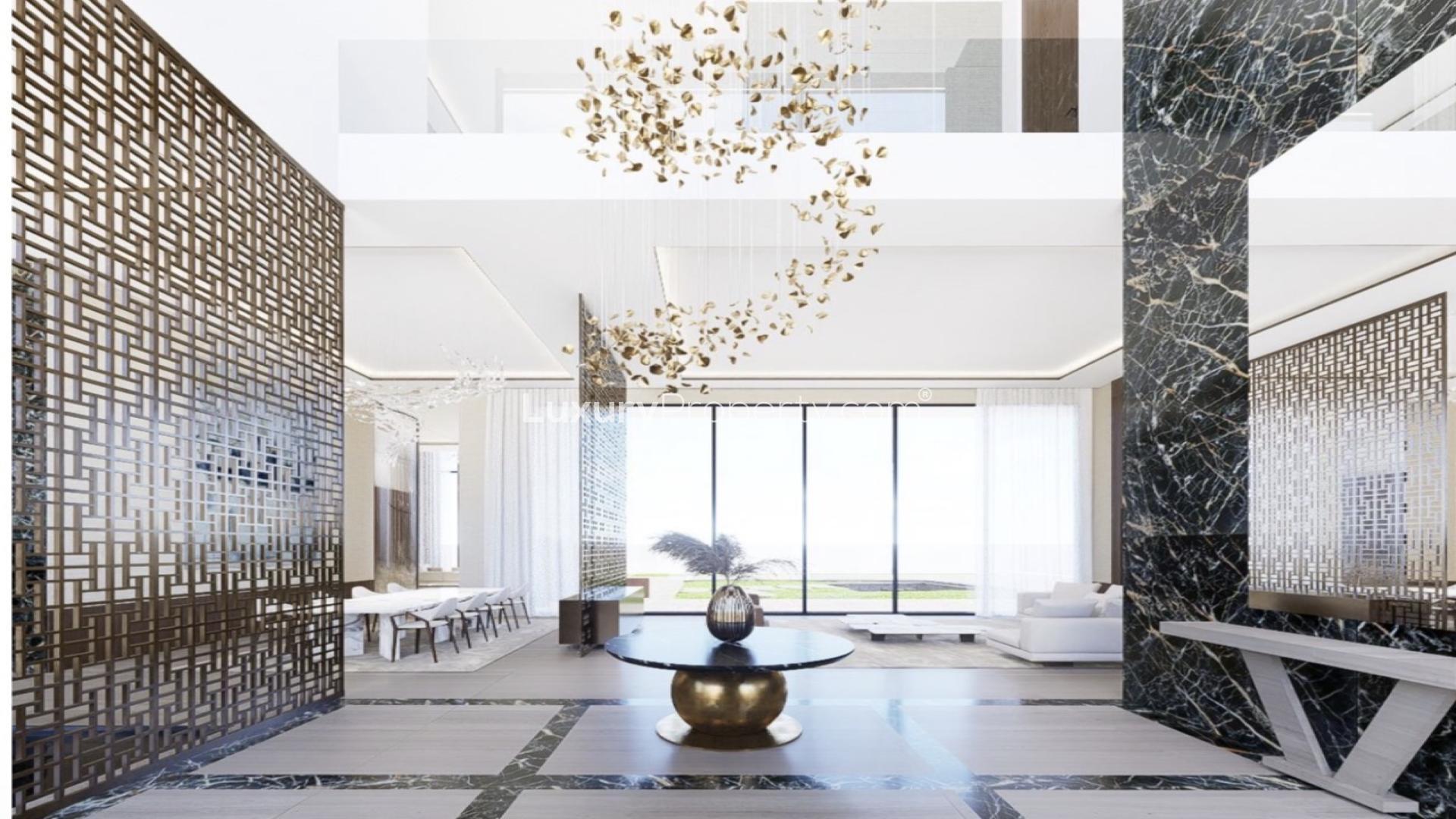 Luxurious living room in Al Wasl villa, featuring modern decor and elegant design elements