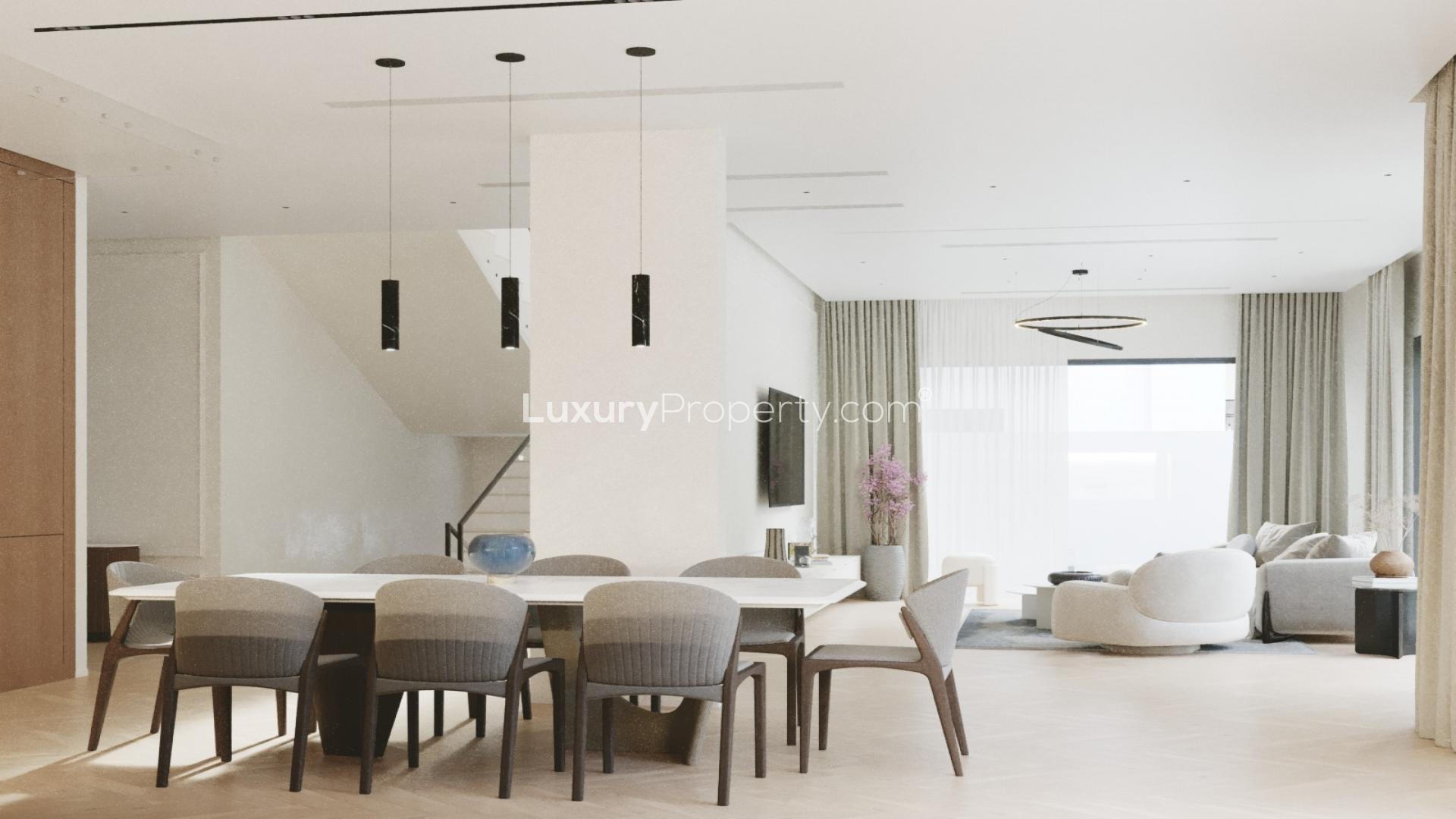 Luxurious living room in 5-bedroom villa, Jumeirah Golf Estates, Earth community, for sale