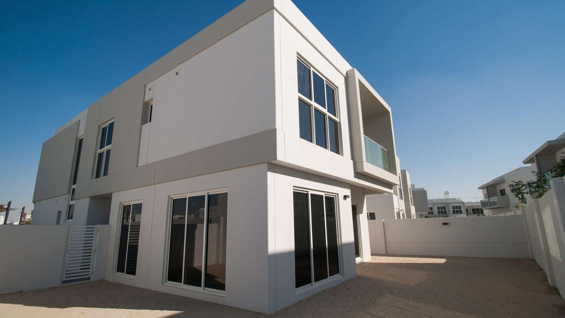 Front view of modern 5-bedroom villa for sale in Arabella 3, Mudon