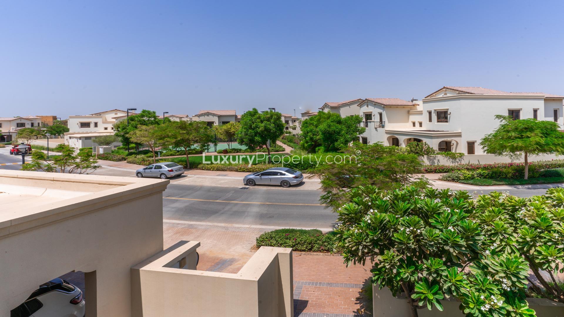 Cozy bedroom in 5-bedroom villa, Aseel, Arabian Ranches, with elegant decor and natural light