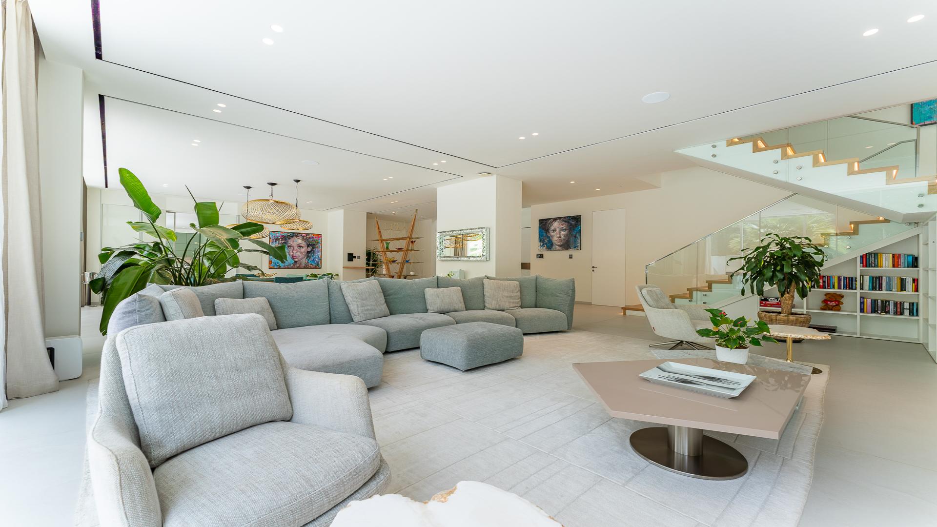 Luxurious villa exterior with pool and garden in The Nest, Al Barari, Dubai