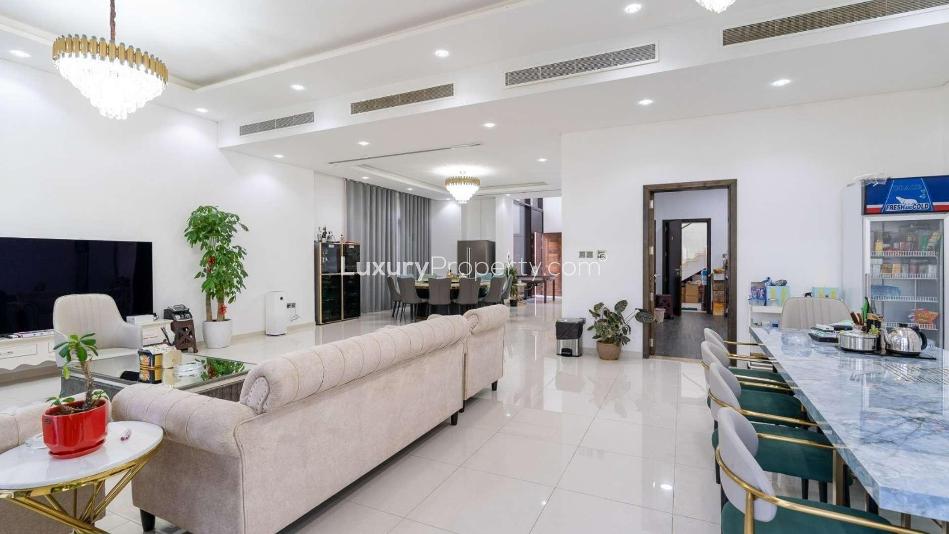 Spacious villa garden with lush landscaping in Whitefield, Damac Hills, for sale