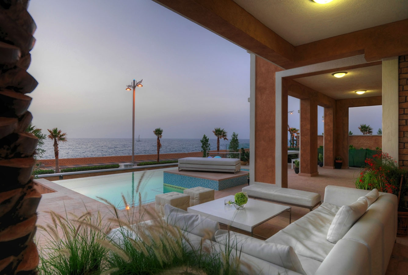 Luxurious villa terrace with stunning sea view in Palm Jumeirah, Dubai