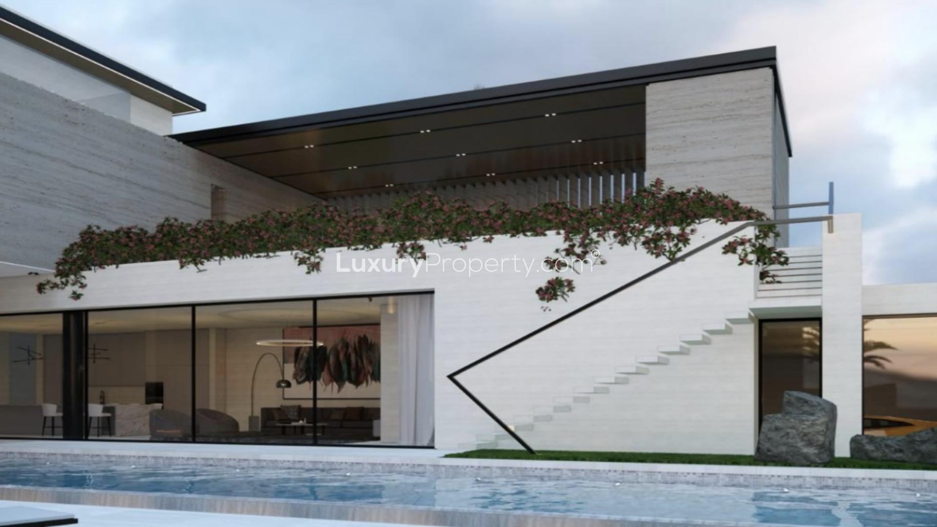 Ultra-modern facade of 5-bedroom villa for sale in Pearl Jumeirah, Jumeirah community