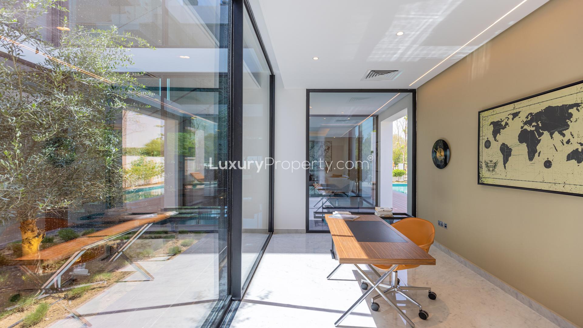 Modern staircase and hallway in Al Barari Chorisia 1 Villa, LP15233 for sale