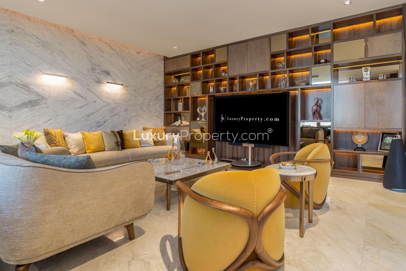 Luxurious interior of contemporary villa in District One, MBR City, with elegant decor