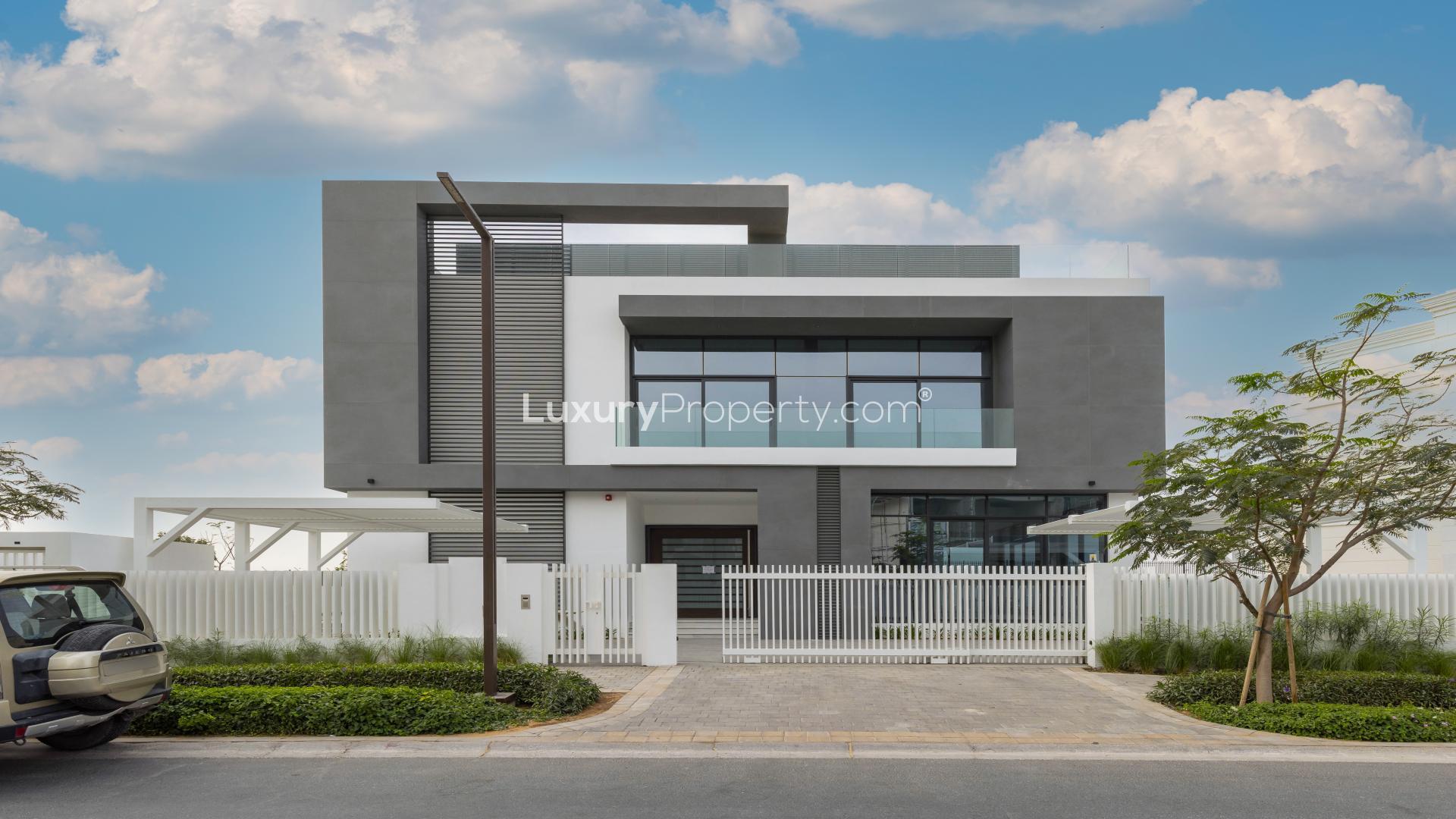 Modern custom-built villa with pool in Dubai Hills Estate, showcasing luxury architecture and design