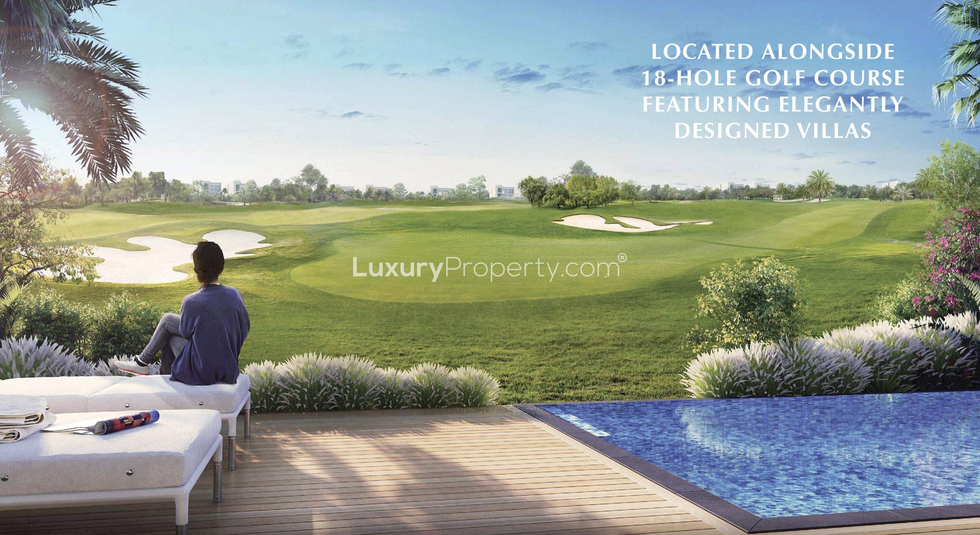 Exquisite five-bedroom villa with pool and garden at Golf Links, Dubai South