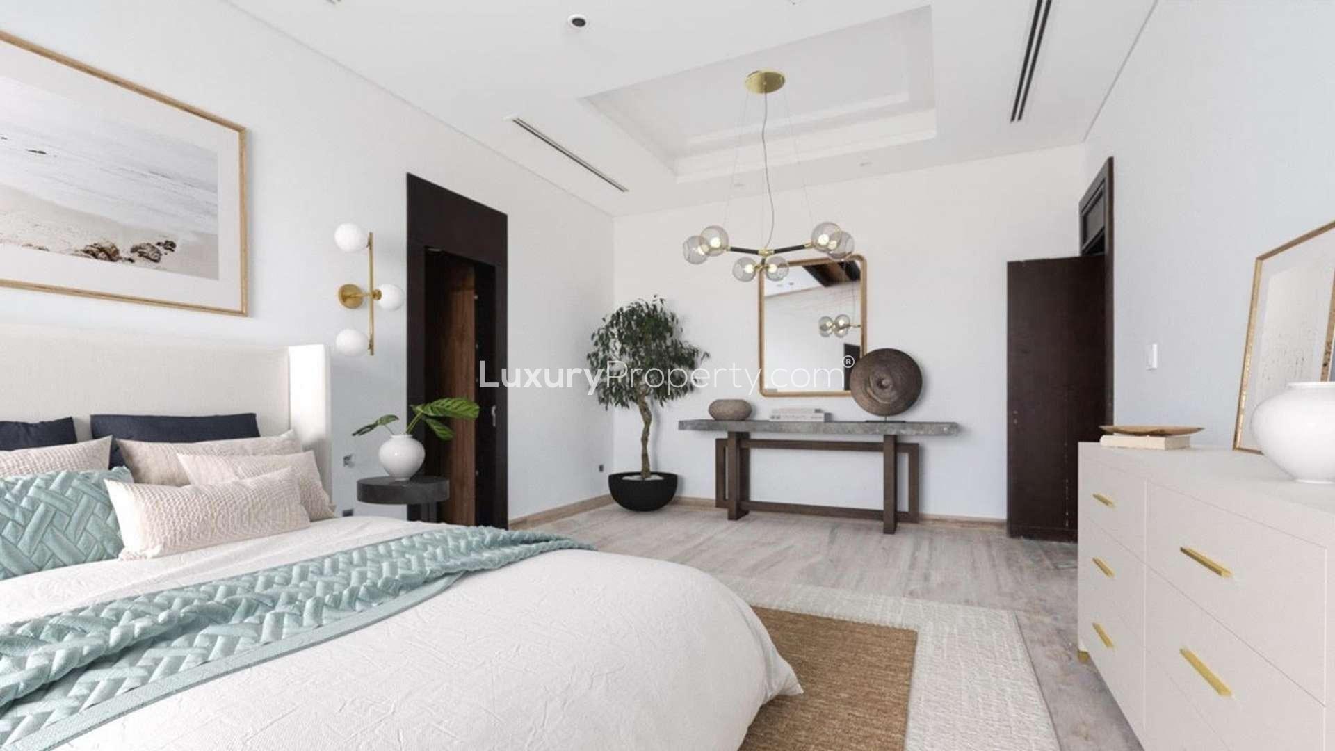 Modern staircase with glass railing in luxury Dubai Hills Estate villa for sale