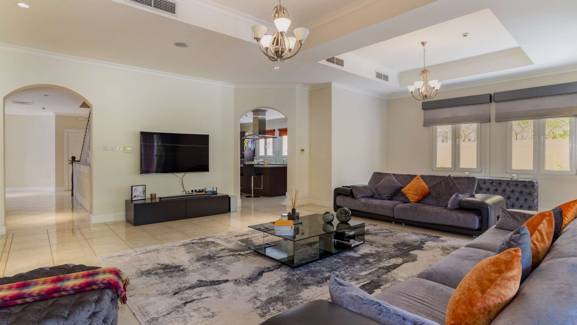 Exterior view of spacious villa for sale in Jumeirah Golf Estates, Fire community