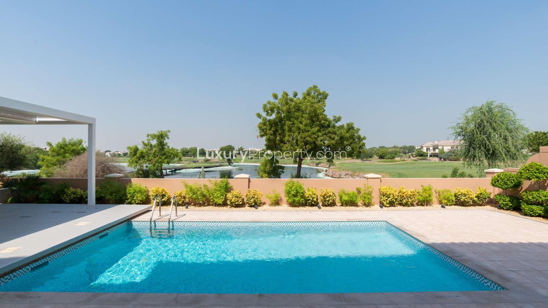 Luxurious 5-bedroom villa exterior in Sienna Lakes, Jumeirah Golf Estates, for sale