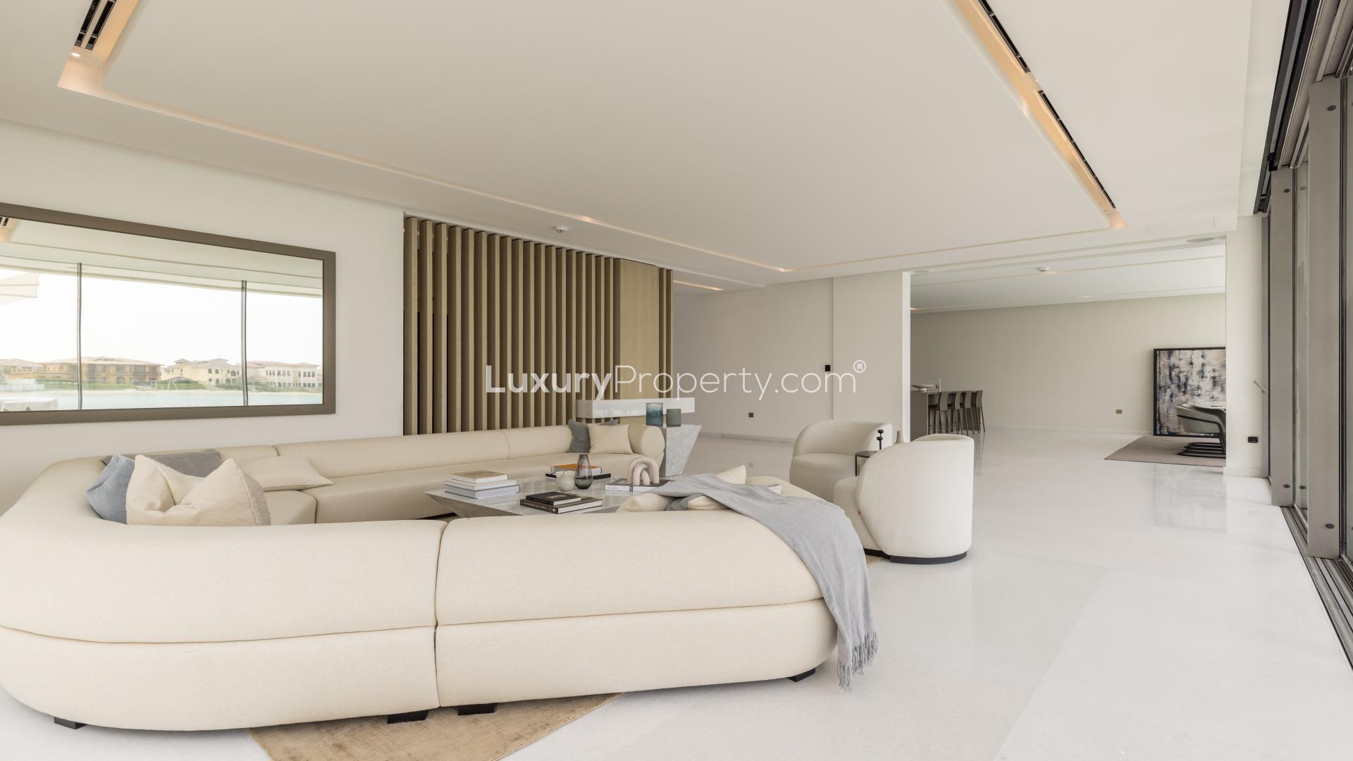 Modern entrance of 5-bedroom villa with staircase, Palm Jumeirah Garden Homes