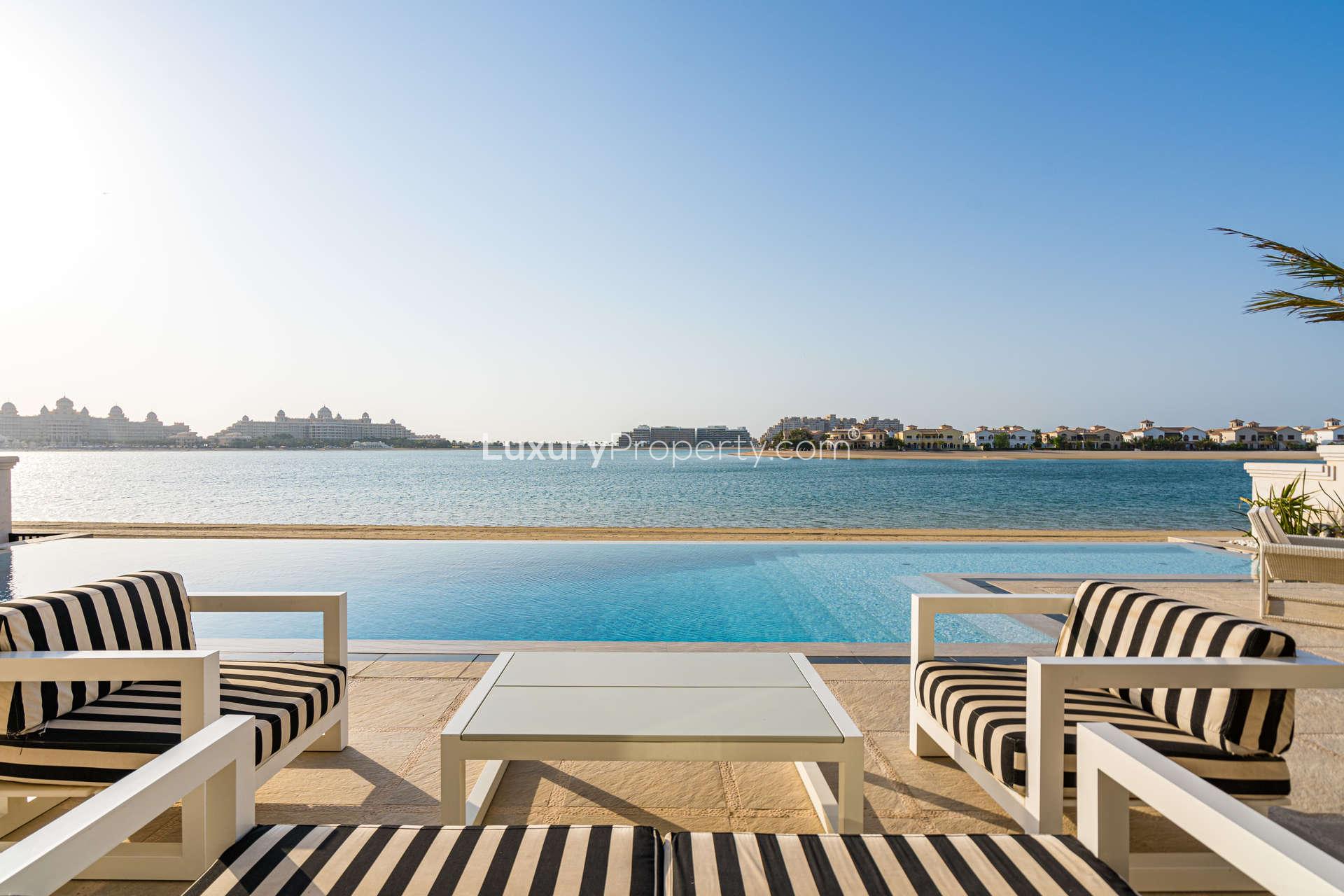 Luxurious living room with sea views in upgraded Palm Jumeirah villa, Frond L