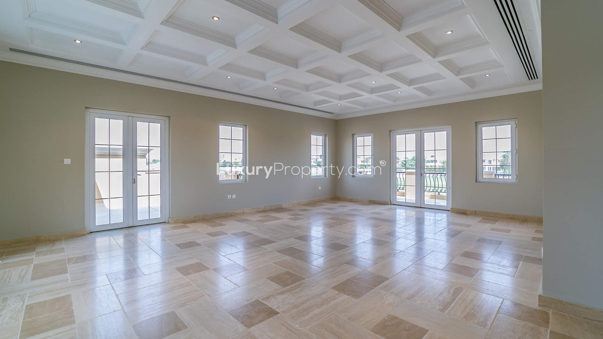 Front view of luxury 5-bed villa in Golf Homes, Arabian Ranches for sale