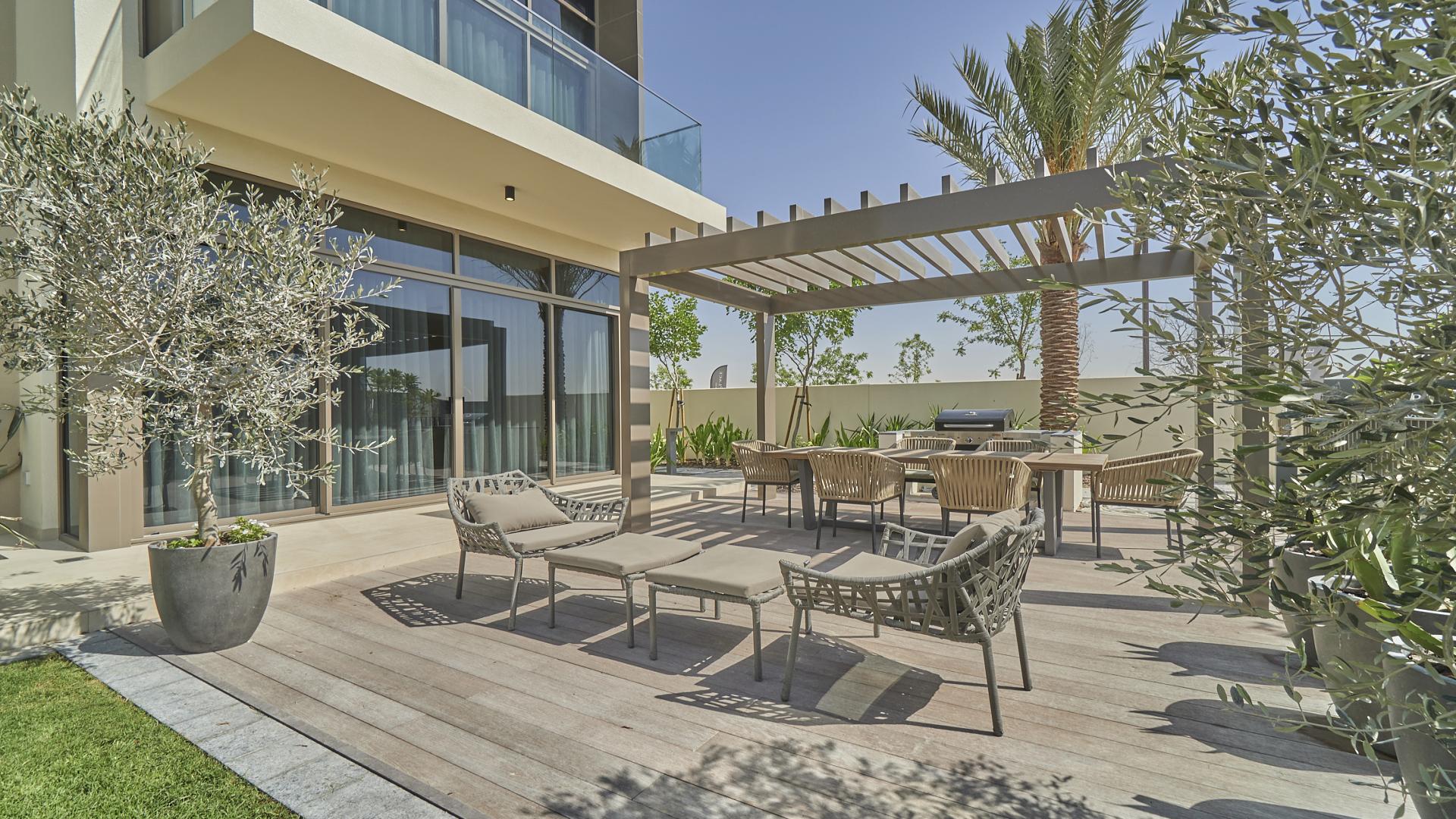 Brand new five-bedroom villa exterior with garden, Dubai Hills Estate, Golf Place