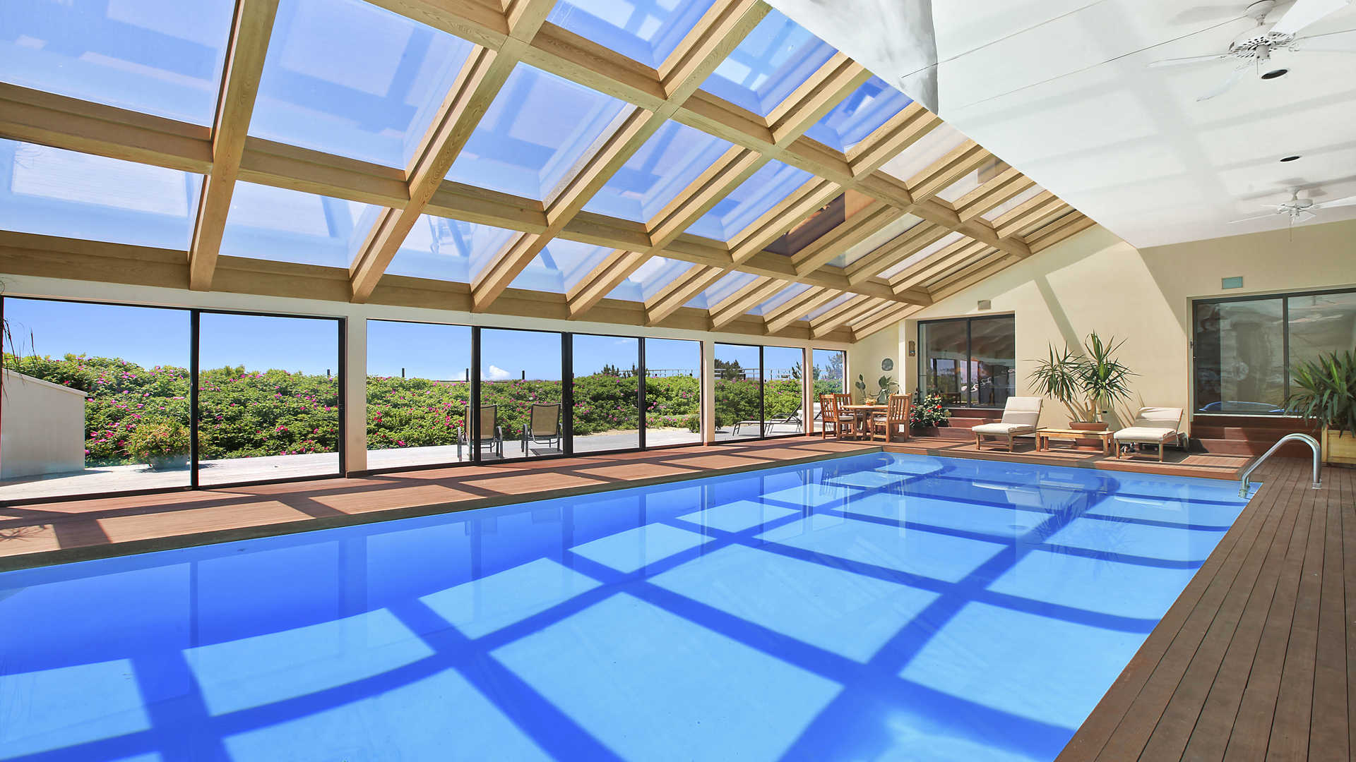 Oceanfront view from contemporary 5-bedroom villa on Meadow Lane, Southampton, Hamptons