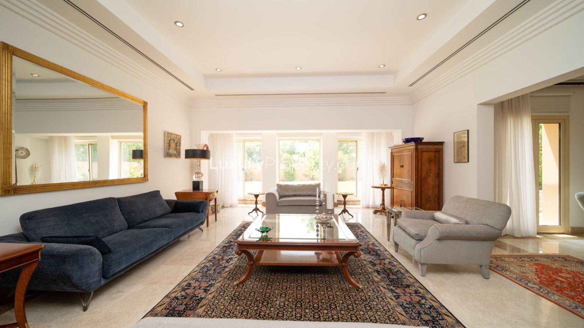 Elegant Hattan Villa with stunning marina views in The Lakes community, Dubai skyline background