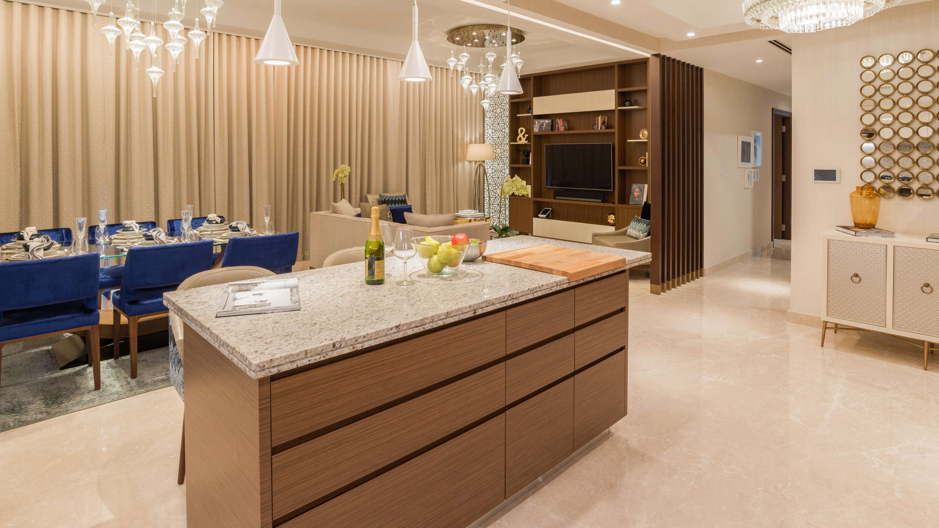 Spacious balcony with floor-to-ceiling windows in five-bed villa, Imperial Avenue, Downtown Dubai