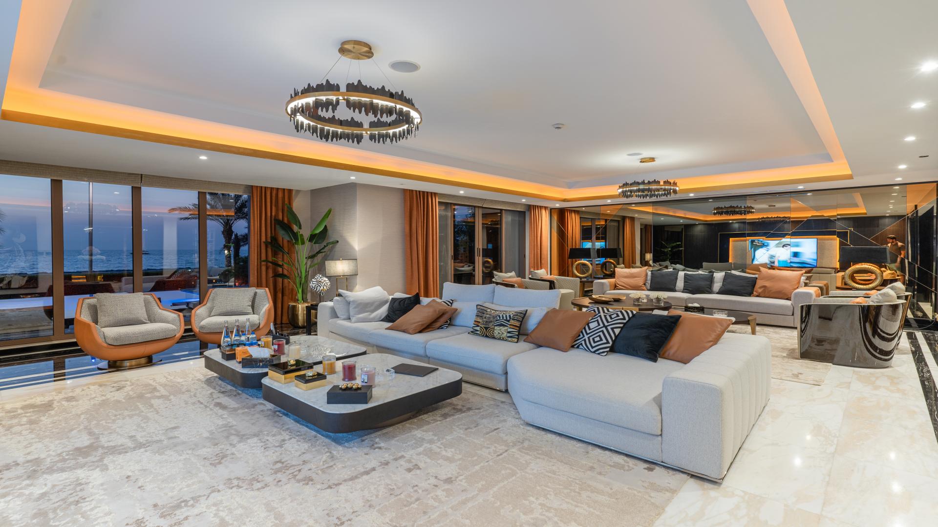 Luxurious living room in 5-bedroom waterfront villa