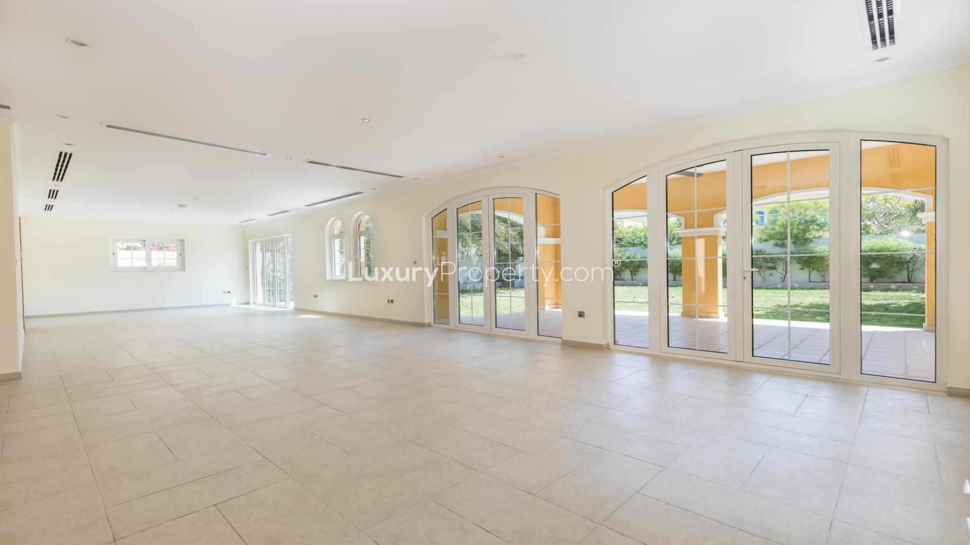 Elegant villa exterior in Jumeirah Park, Legacy community, featuring unique architectural design