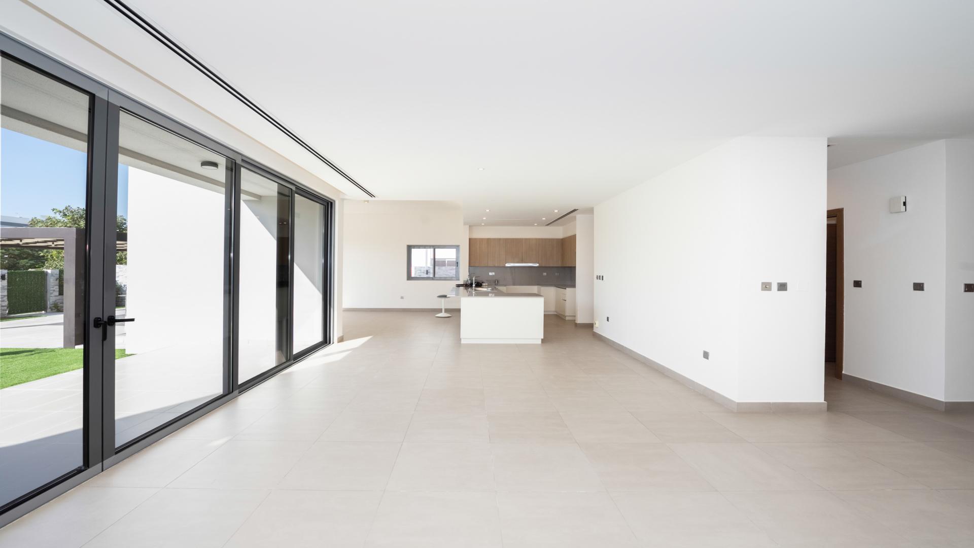 Balcony view of modern villa with pool in Sidra Villas, Dubai Hills Estate