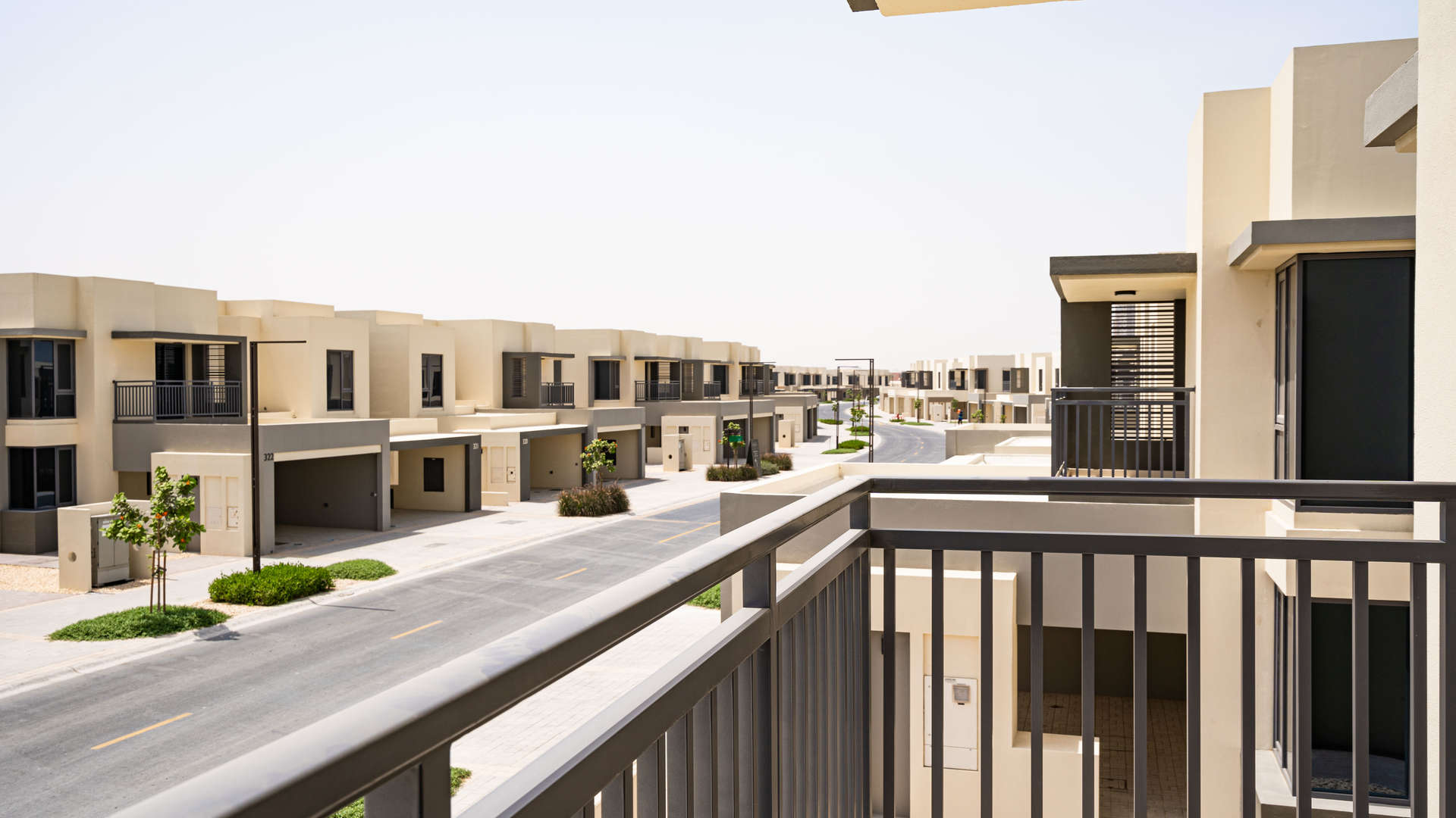 Modern interior of five-bedroom townhouse in Maple 1, Dubai Hills Estate, with large windows