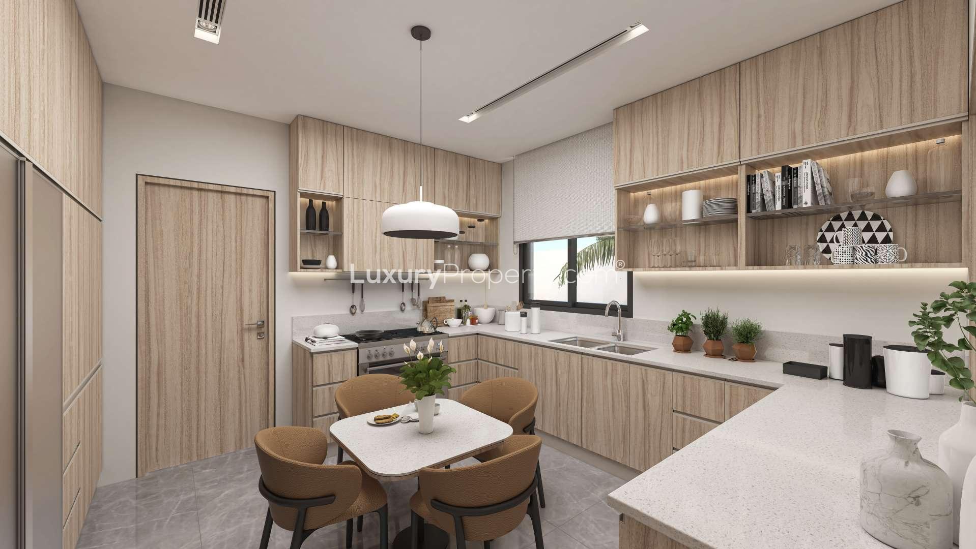 Luxurious dining area and staircase in 5-bedroom villa, Murooj Al Furjan, Dubai