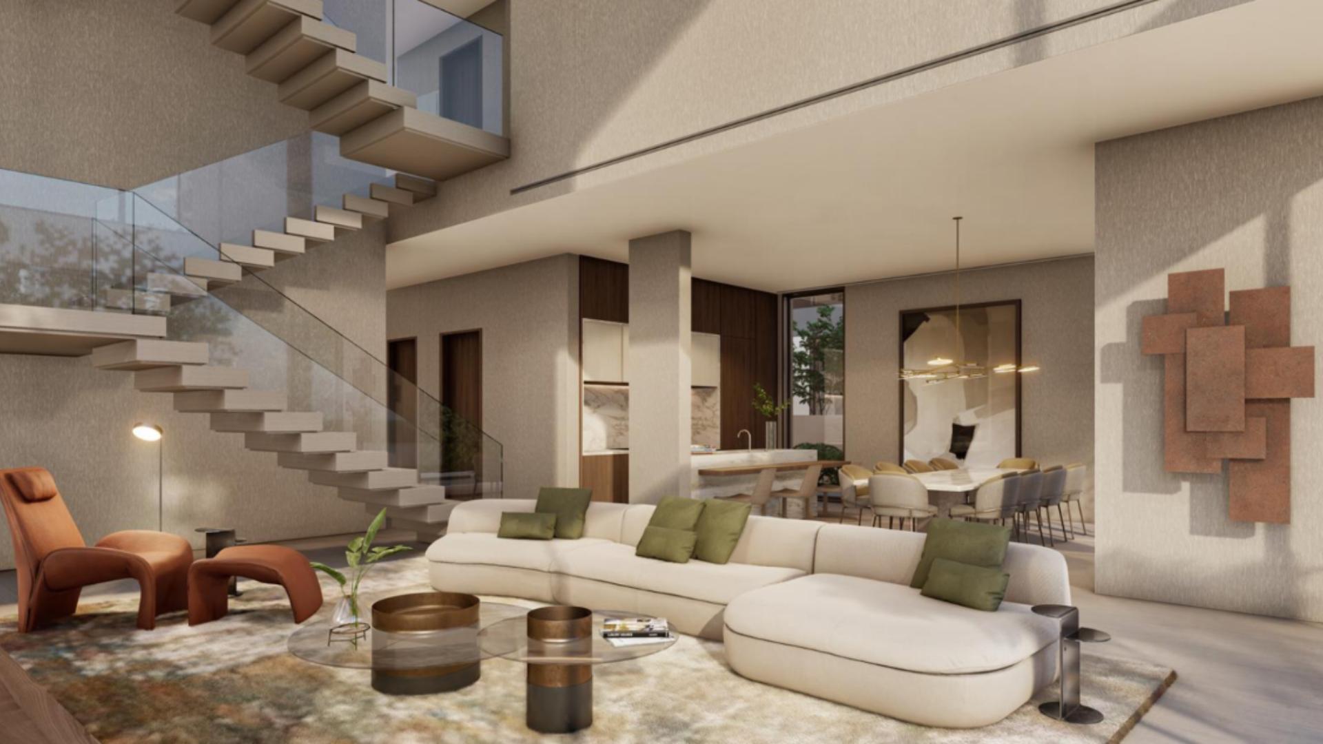 Modern 3-level villa exterior with greenery in Nad Al Sheba 1, Dubai