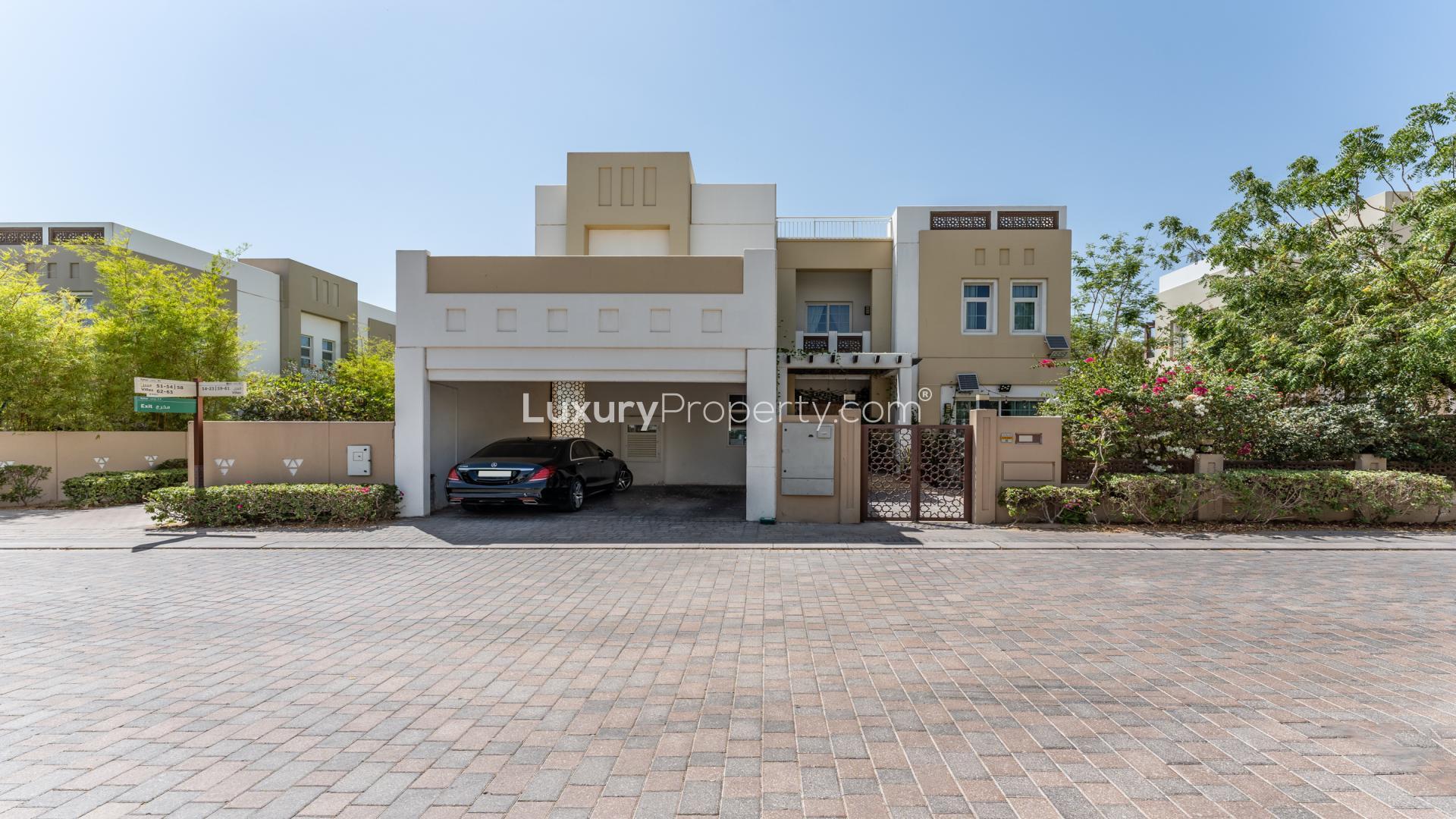 Elegant entryway in 5-bedroom villa, Mudon Rahat, featuring classic decor and luxurious furnishings