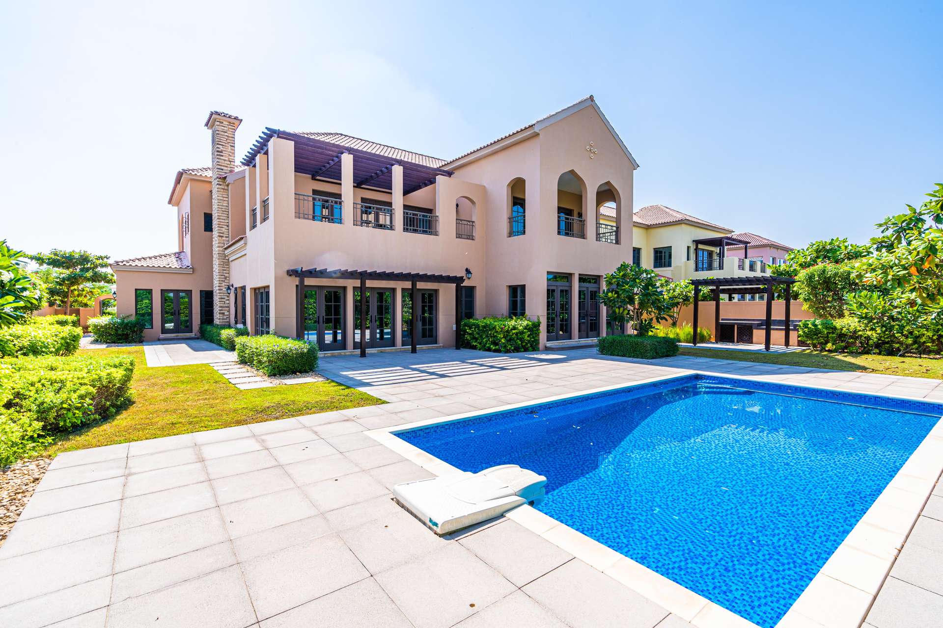 Empty room with French doors in Mediterranean-style villa, Jumeirah Golf Estates, Redwood Avenue