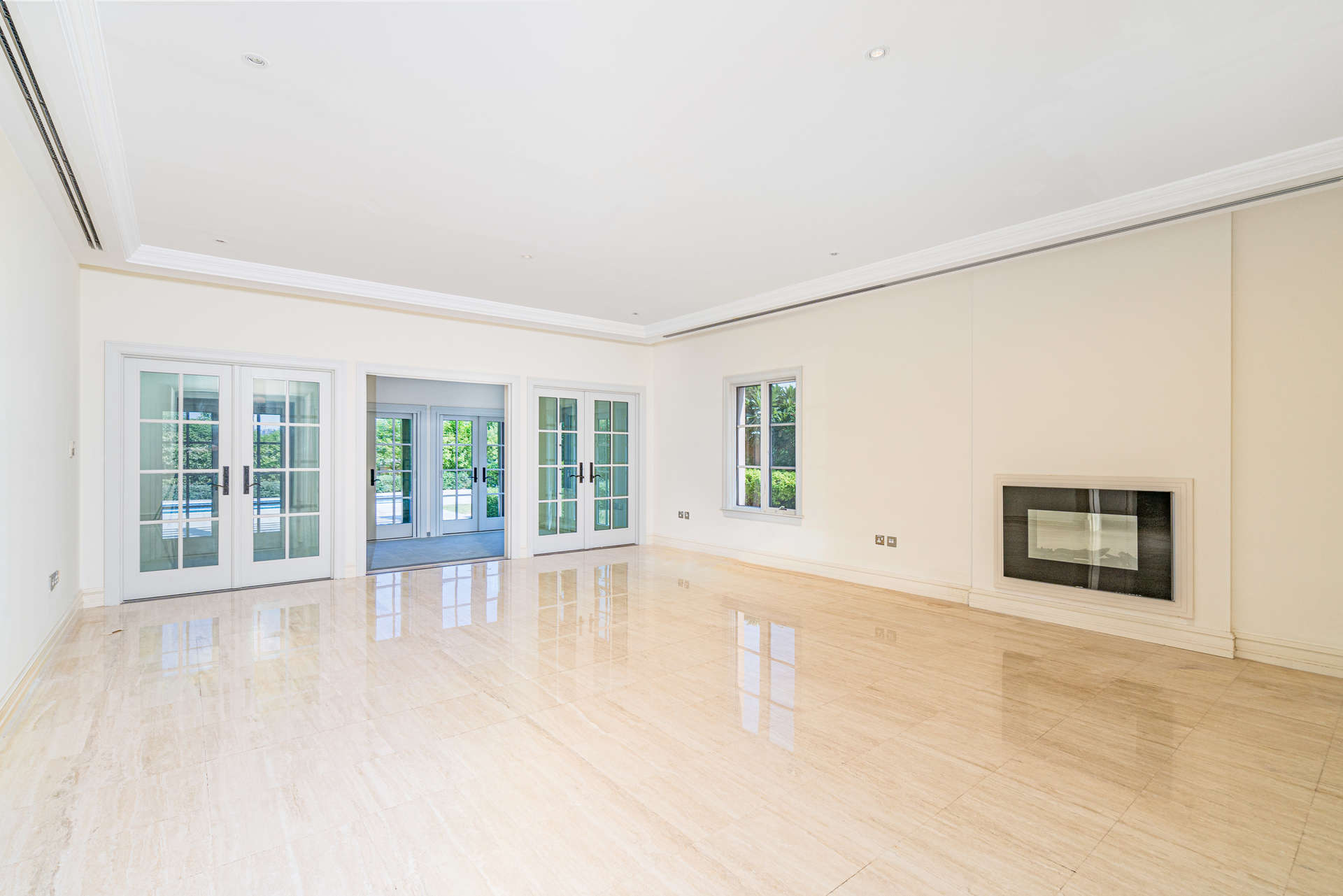 Luxurious bathroom in Mediterranean-style villa, Jumeirah Golf Estates, featuring modern fixtures and elegant design