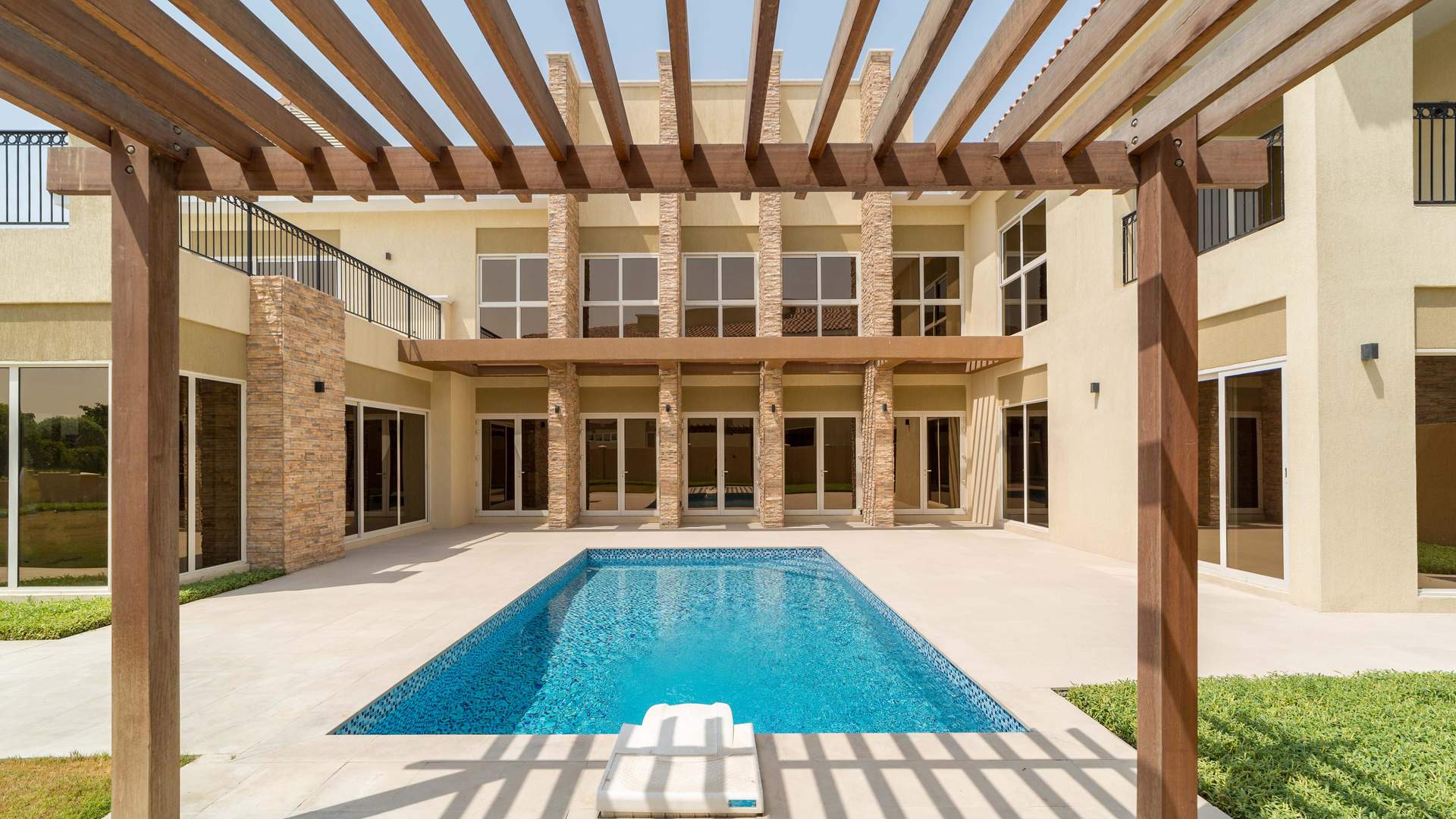 Mediterranean villa with pool and pergola at Sienna Views, Jumeirah Golf Estates