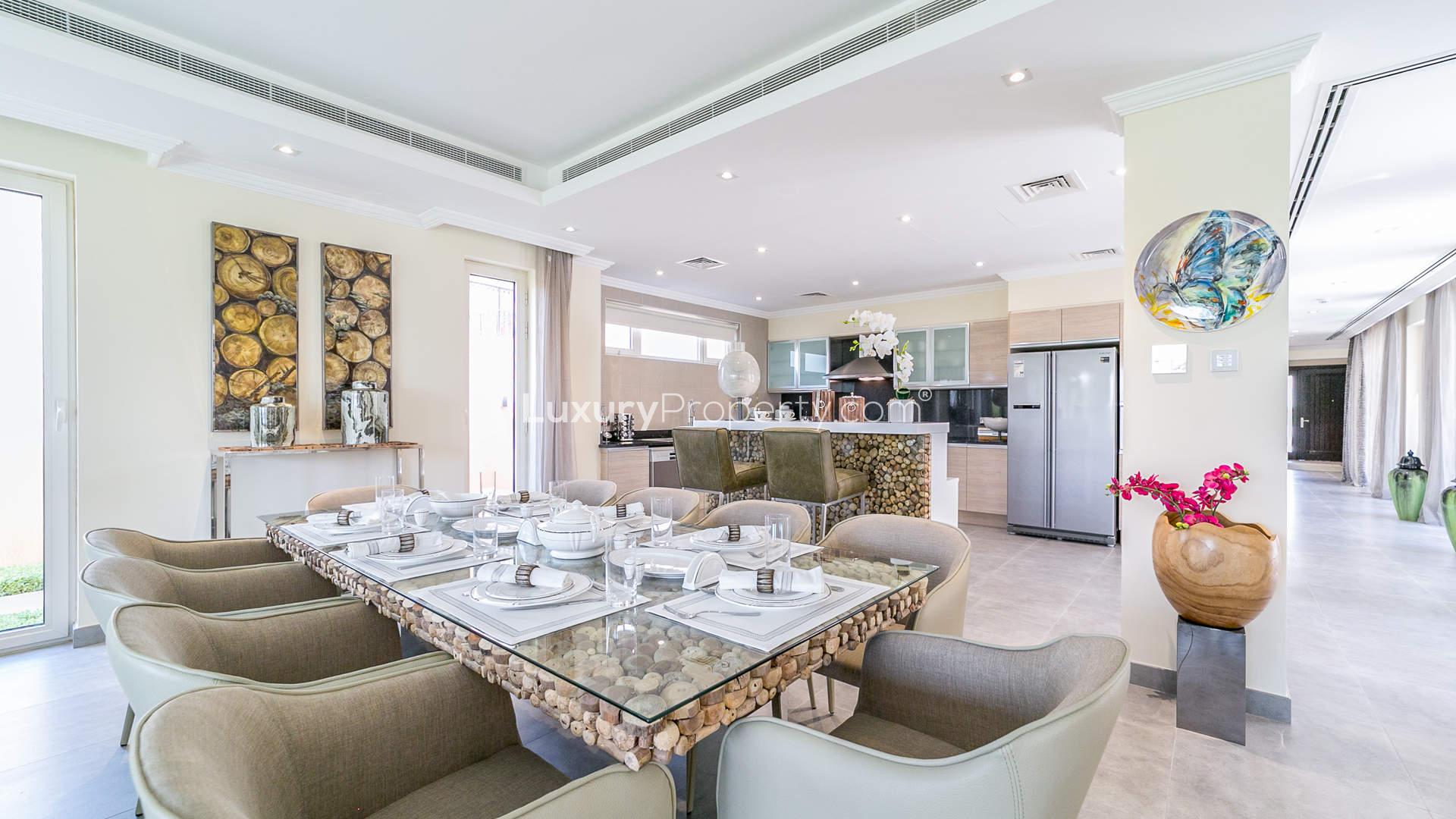 Five-bedroom villa exterior in Sienna Views, Jumeirah Golf Estates, available for rent-to-own