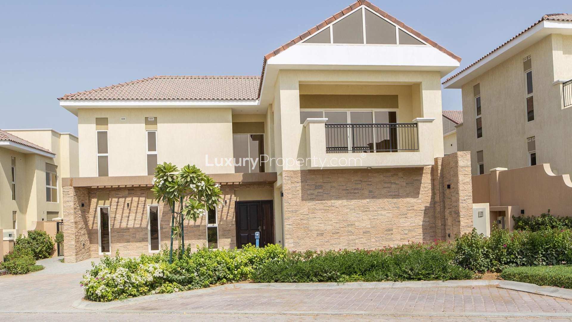Luxurious five-bedroom villa exterior in Sienna Views, Jumeirah Golf Estates, for sale
