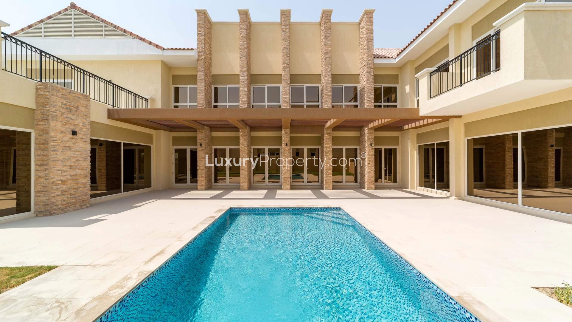 Spacious 5-bedroom villa exterior in Sienna Views, Jumeirah Golf Estates, rent-to-own option