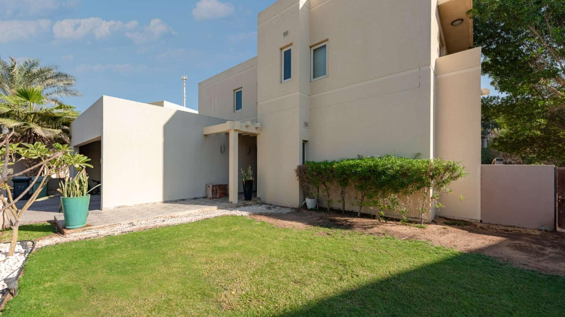 Spacious backyard view of 5-bedroom villa in Saheel, Arabian Ranches for sale