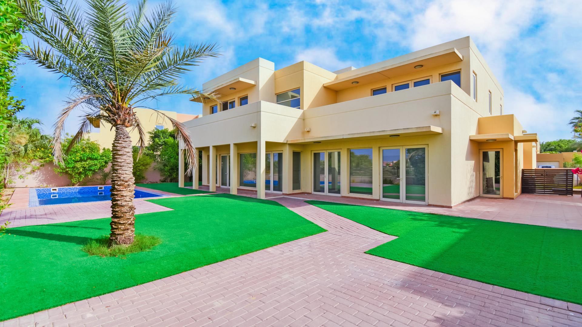 Golf course view from villa balcony in Savannah, Arabian Ranches, 5-bedroom property for sale