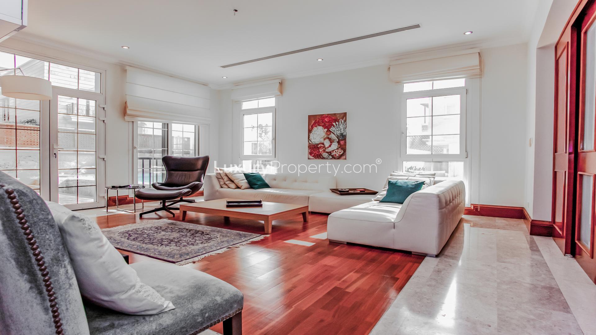 Luxurious villa interior in Emirates Hills, featuring elegant decor and spacious living area