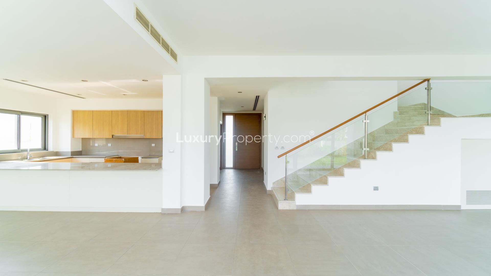 Spacious living room with garden view in Sidra Villas, Dubai Hills Estate