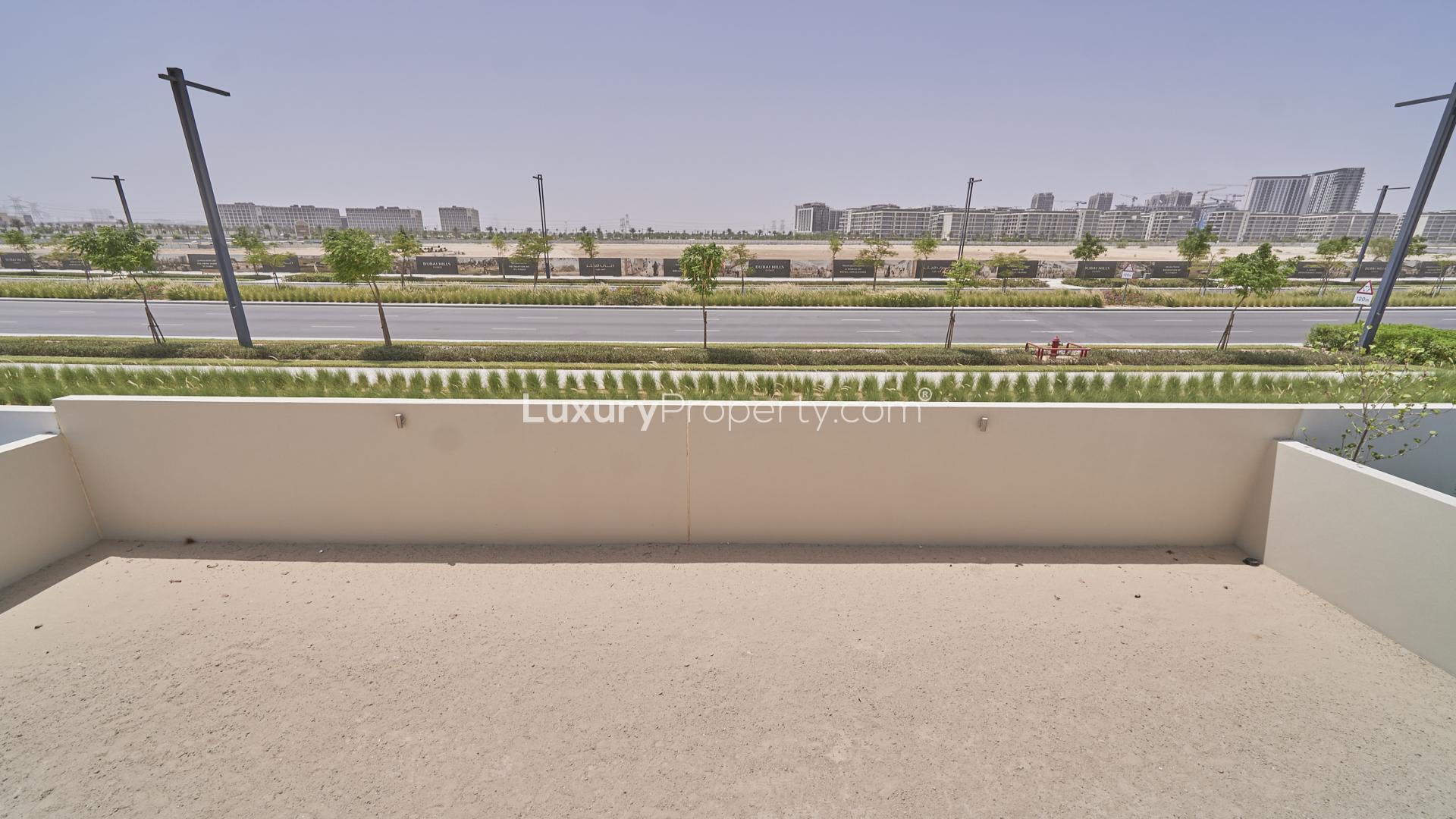 Spacious living room with large windows in Sidra Villas, Dubai Hills Estate
