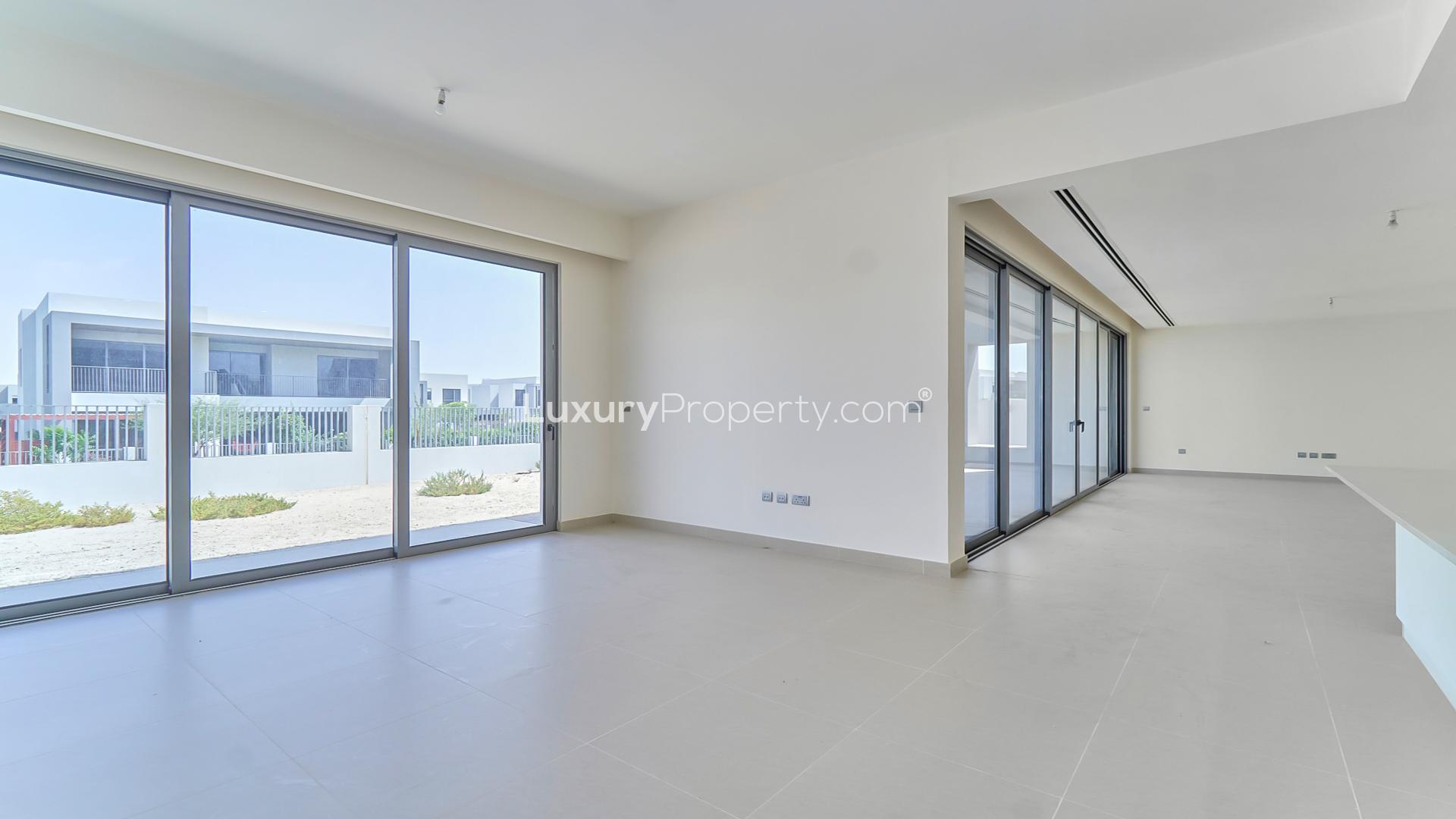 Spacious living area with large windows in Sidra Villas, Dubai Hills Estate, for sale